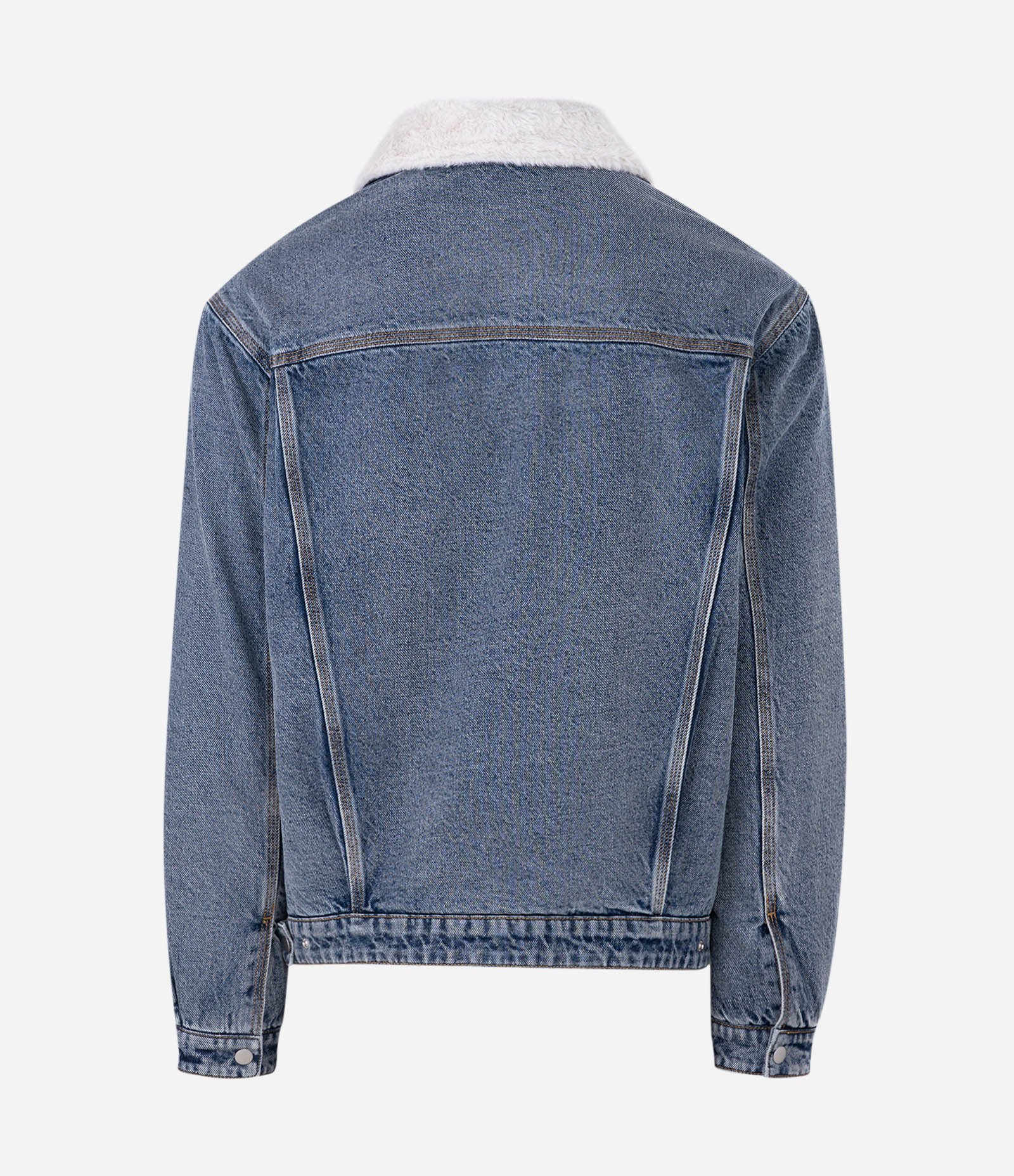 Jaqueta Masculina Jeans com Gola em Chenille Azul 5
