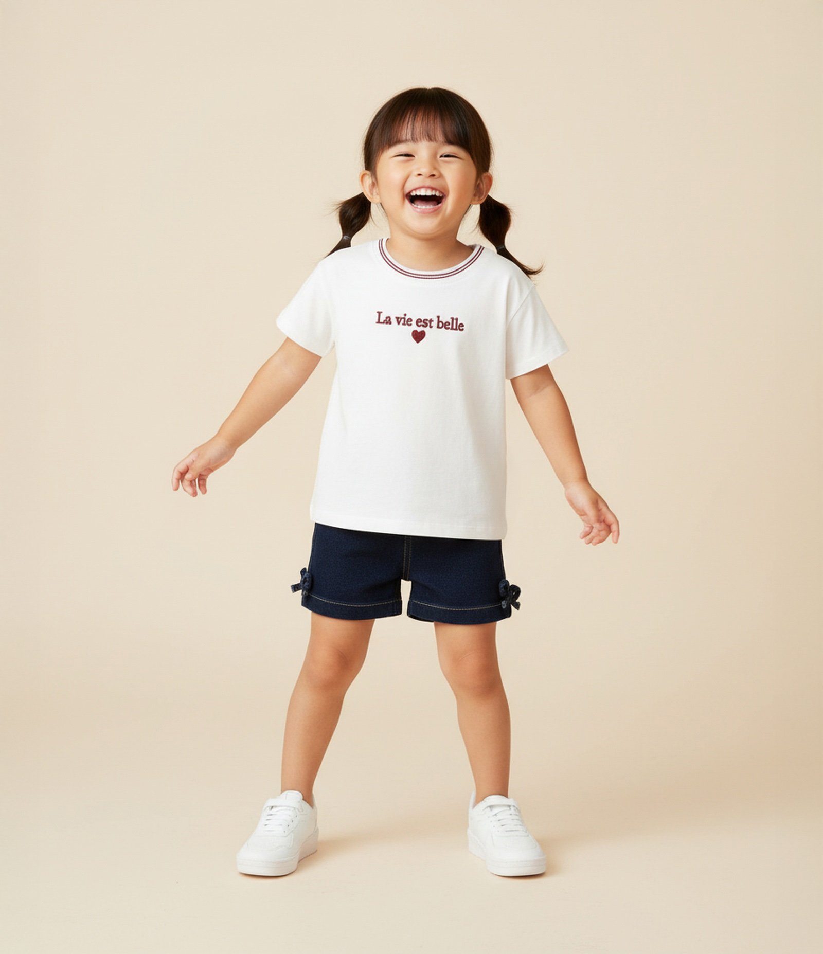 Short Infantil em Jeans com Laços Laterais – Tam 1 a 5/6 Anos Azul Marinho 1