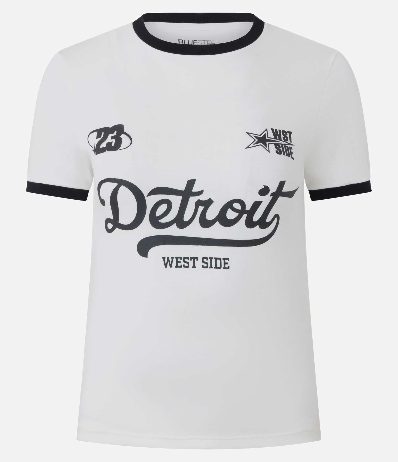 Camiseta em Algodão com Estampa Lettering Detroit Branco 4