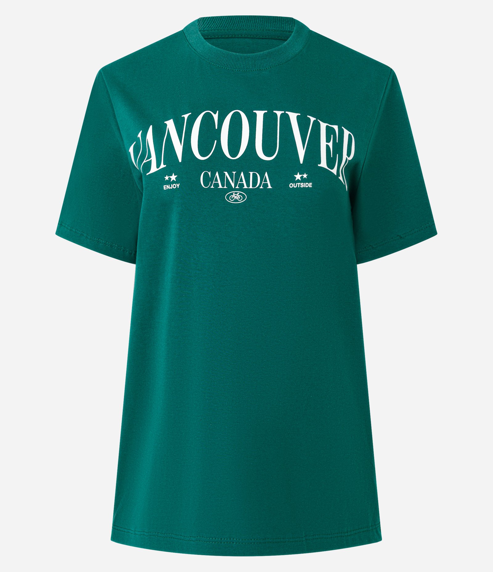 Camiseta em Algodão com Estampa Lettering Vancouver Verde 1