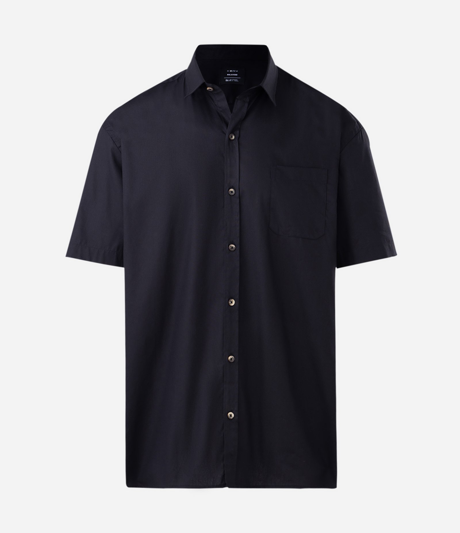 Camisa Relaxed em Algodão com Bolso Preto 1