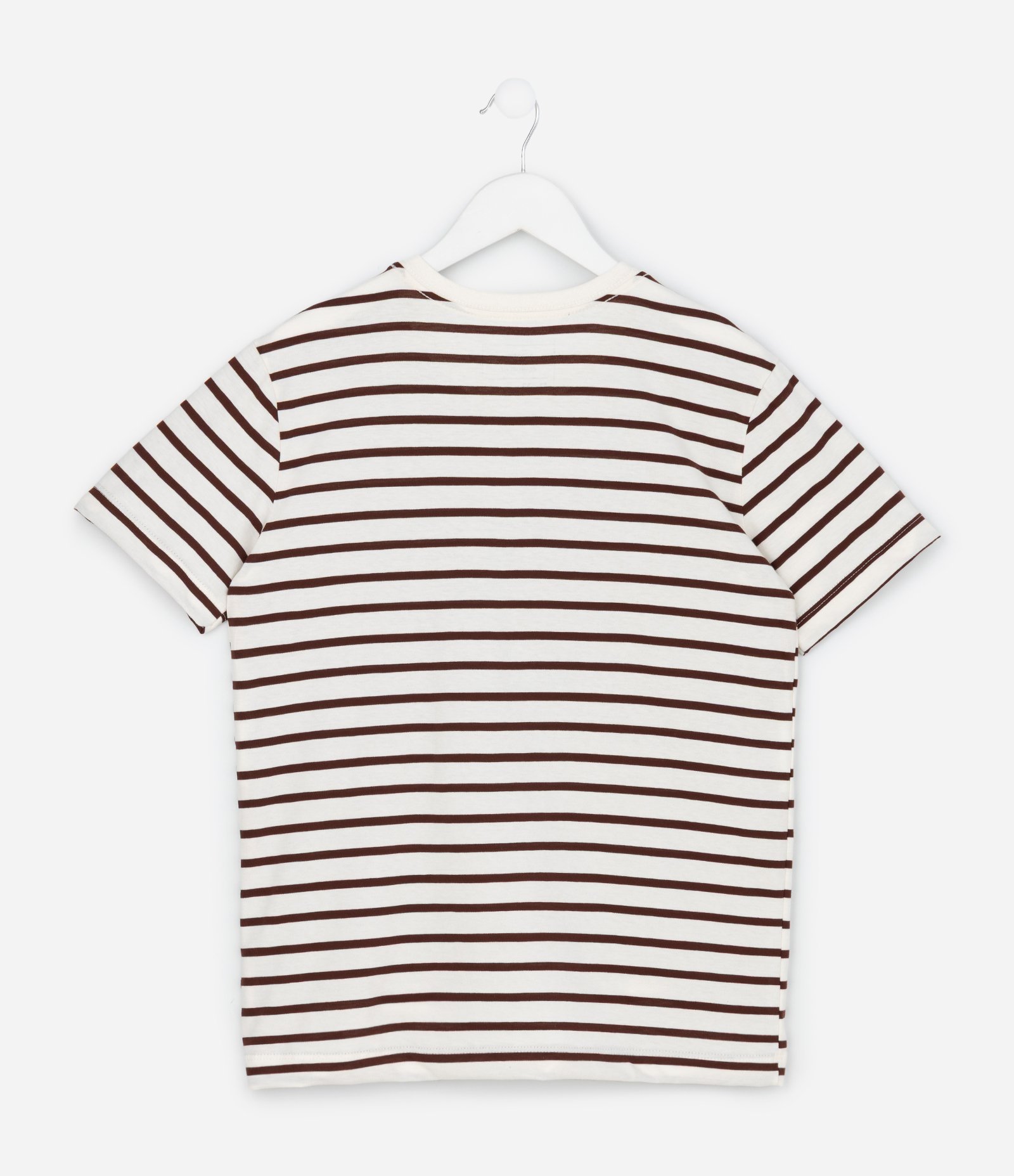 Camiseta Infantil Listrada em Fio Tinto - Tam 5 a 14 Anos Branco/Vermelho 2