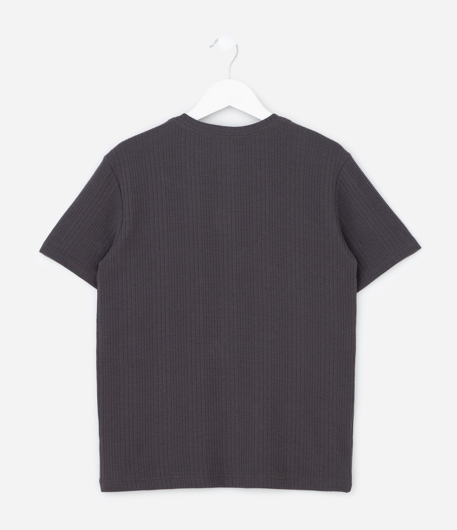 Camiseta Infantil Texturizada em Malha Quadrilê - Tam 5 A 14 Anos Cinza Escuro 2