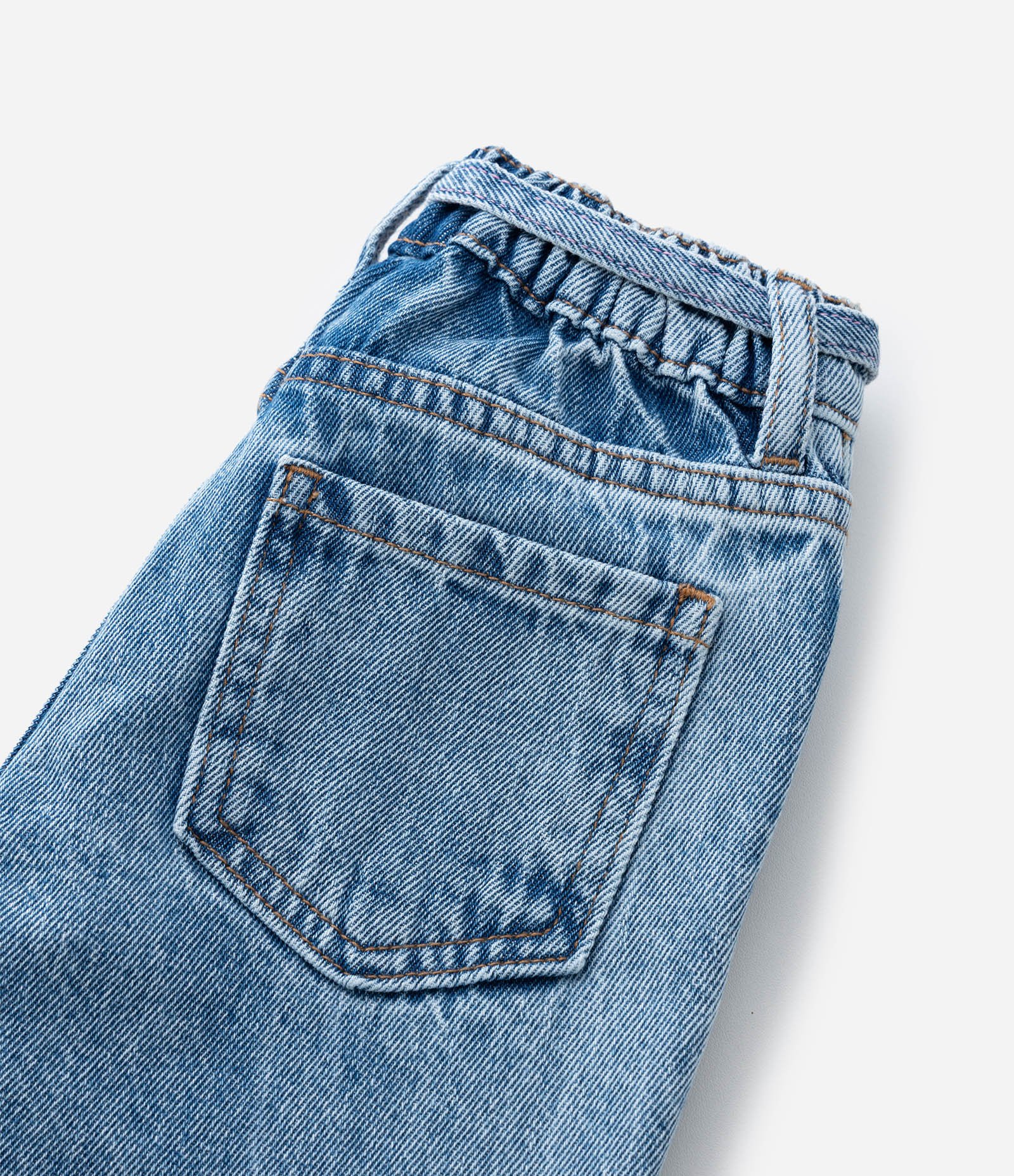Calça Infantil Mom em Jeans com Cintinho Decorativo – Tam 1 a 5/6 Anos Azul 4