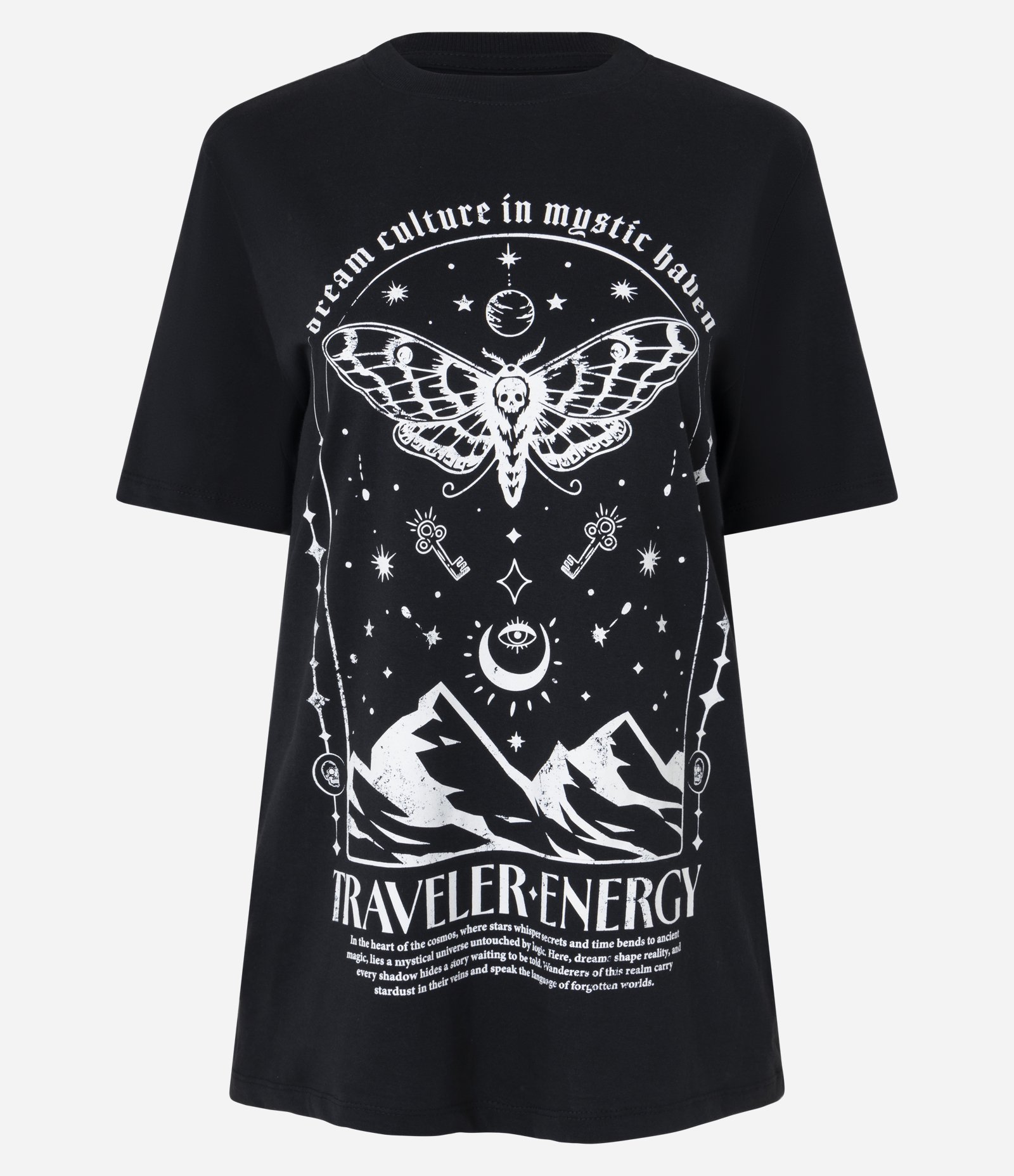 Camiseta em Algodão com Estampa Mística Curve & Plus Size Preto 4