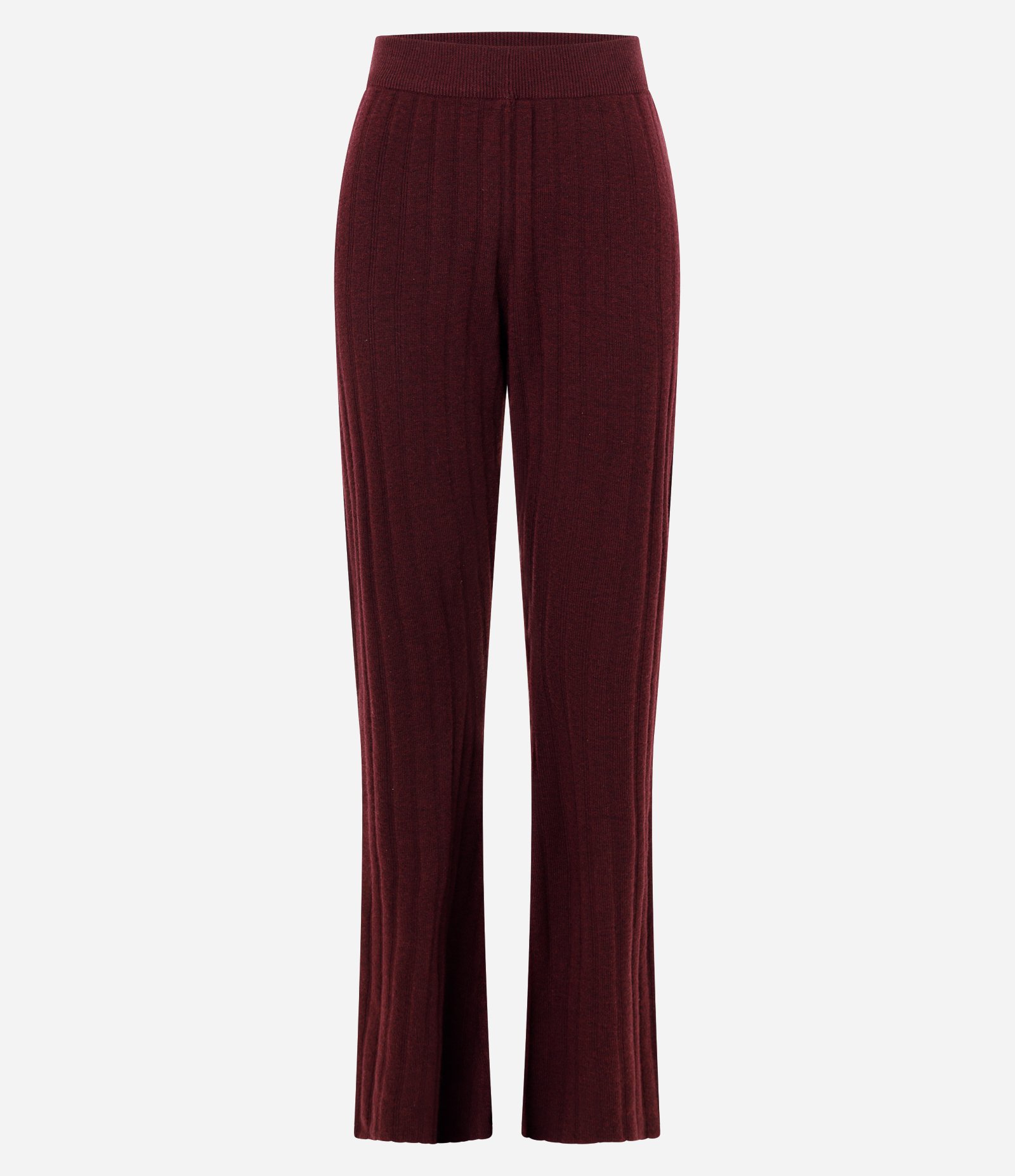 Calça Flare em Tricô Canelada Vinho 1