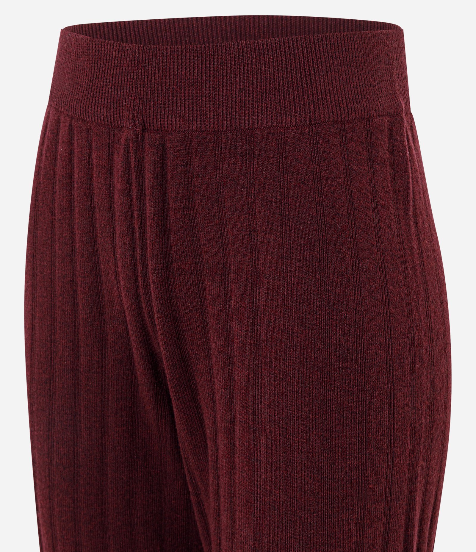 Calça Flare em Tricô Canelada Vinho 2
