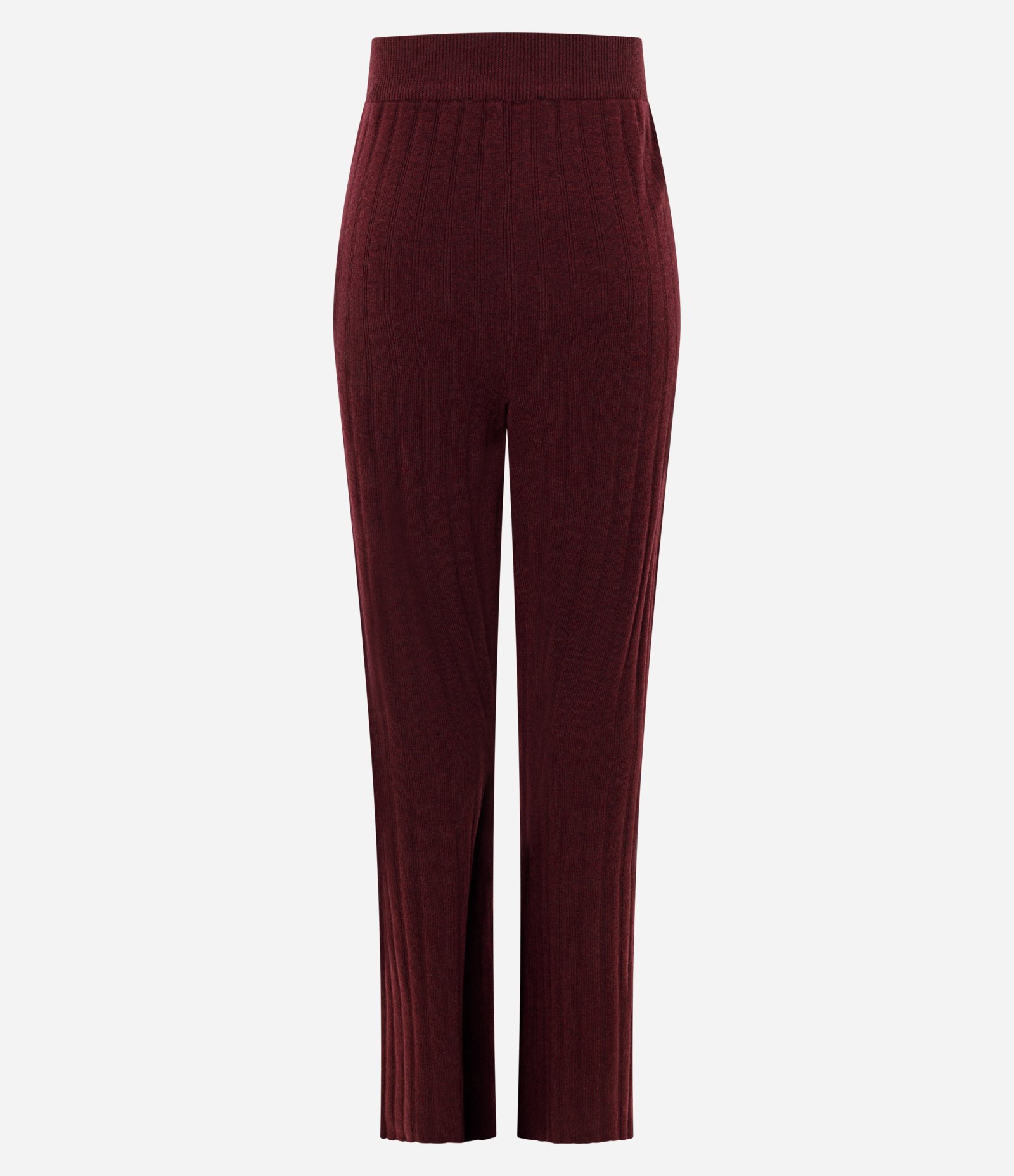 Calça Flare em Tricô Canelada Vinho 3