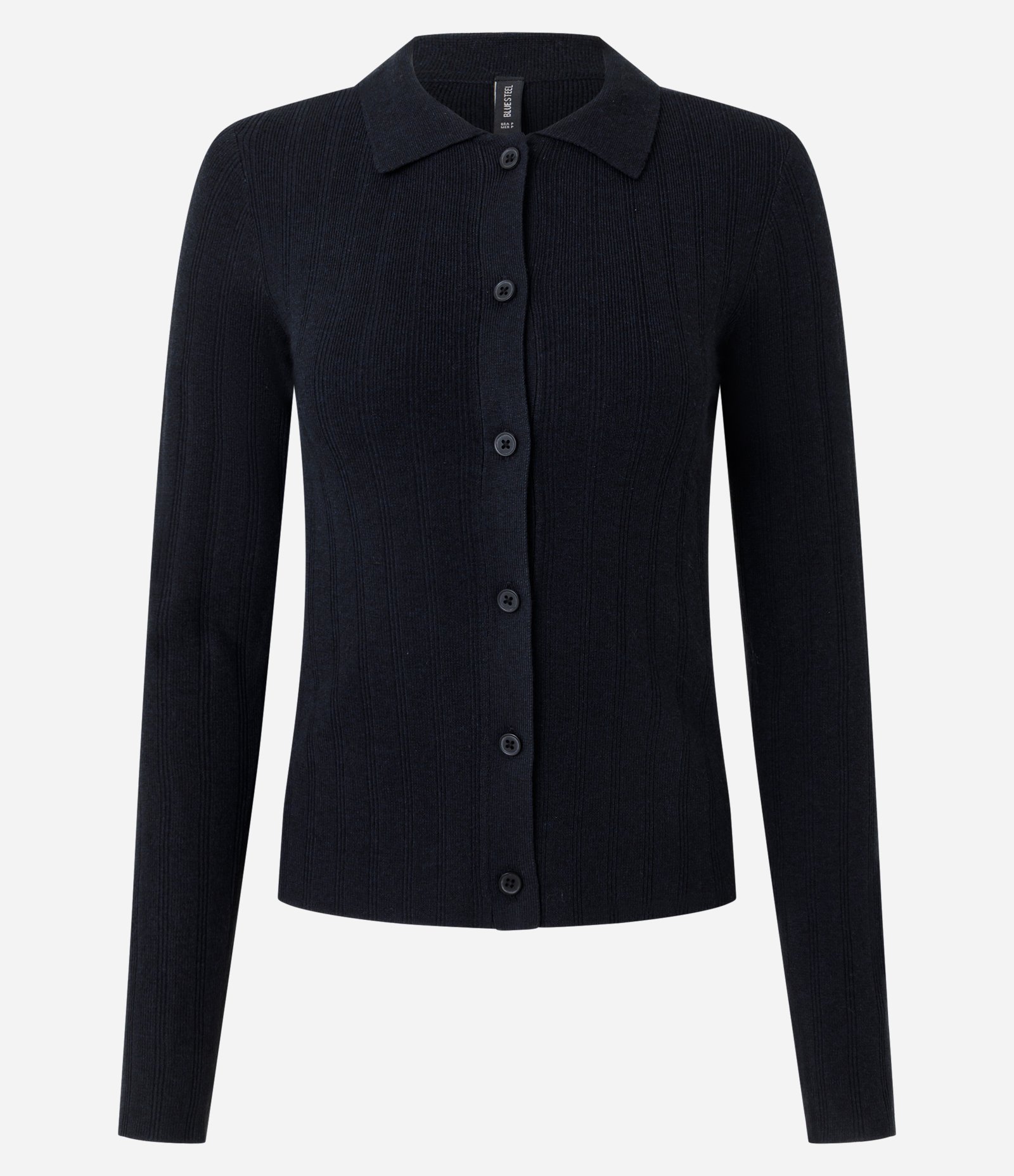 Cardigan em Tricô com Gola Polo Preto 1