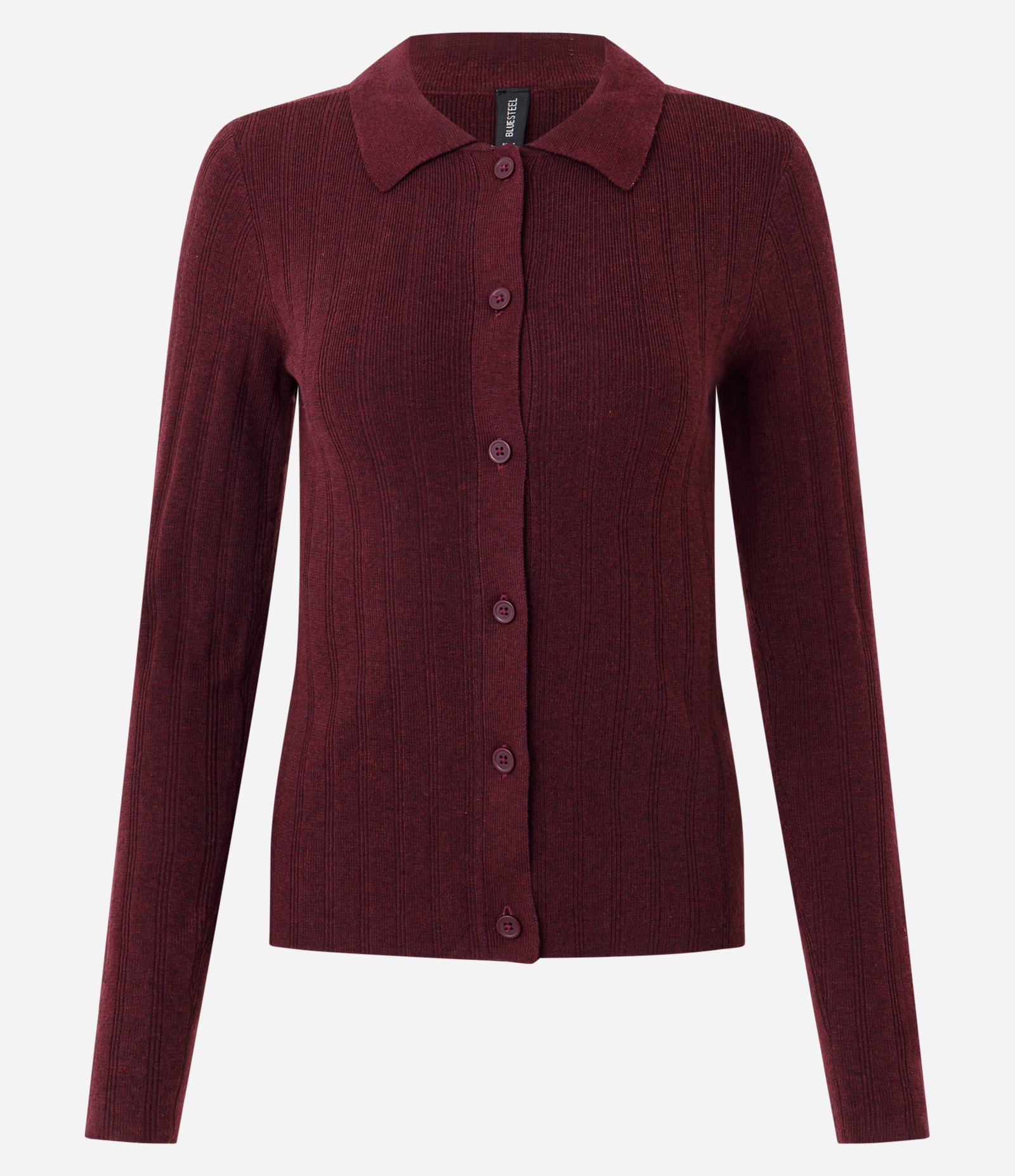 Cardigan em Tricô com Gola Polo Vinho 1
