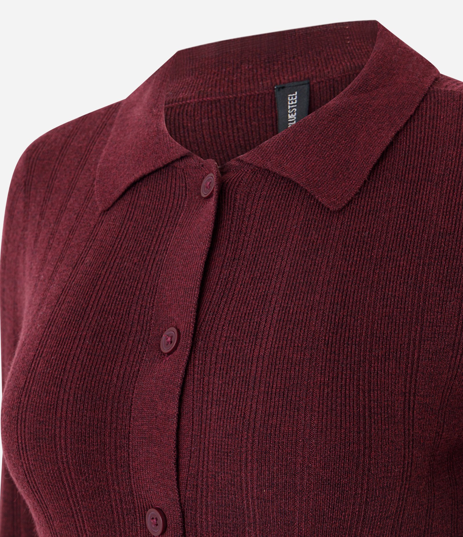 Cardigan em Tricô com Gola Polo Vinho 2