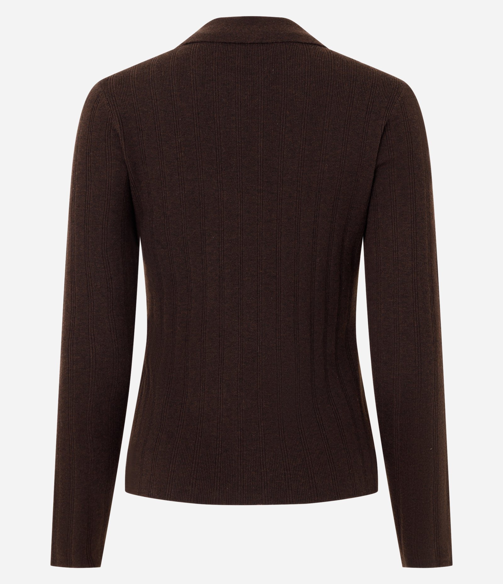 Cardigan em Tricô com Gola Polo Marrom 3