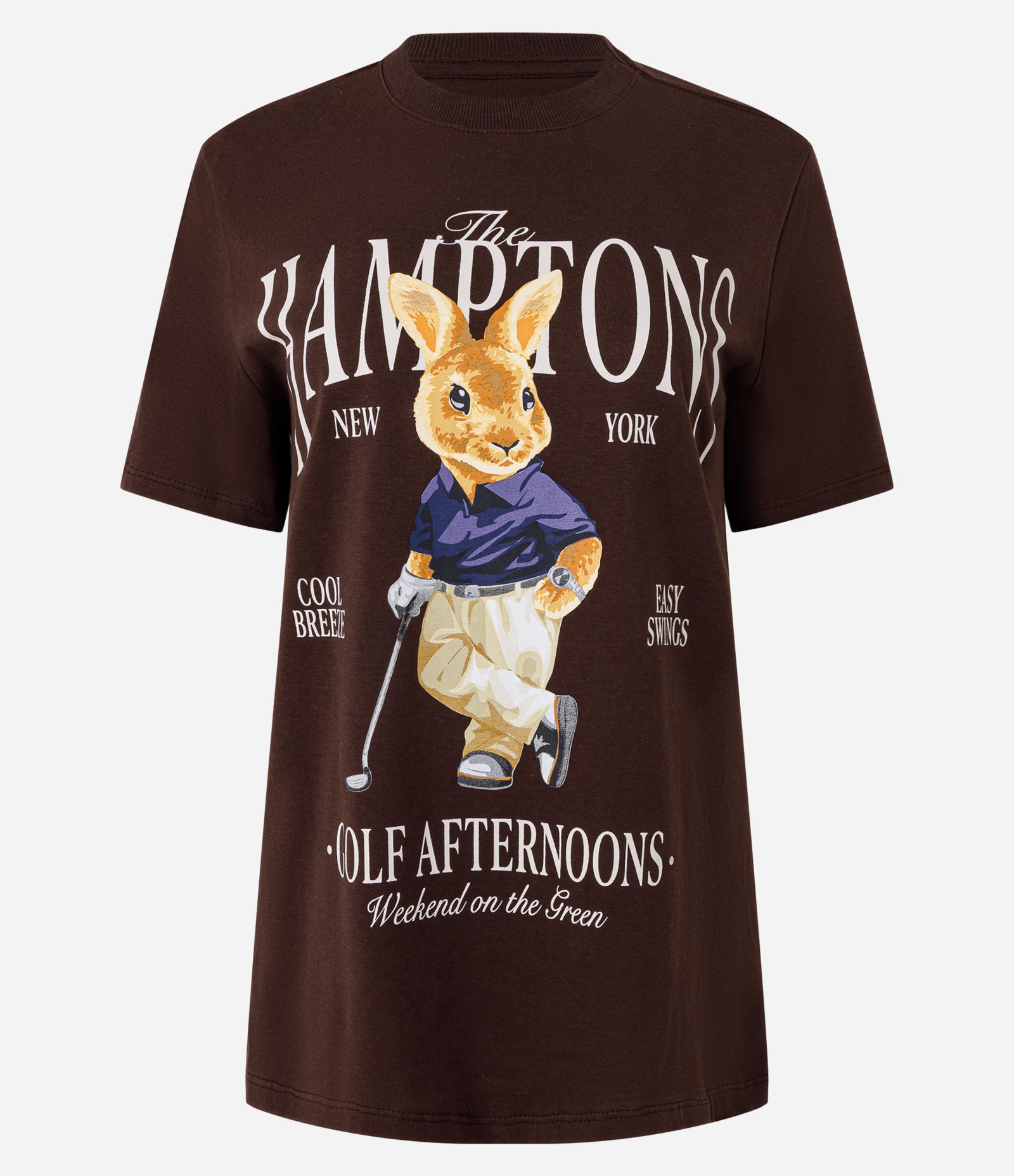 Camiseta T-shirt em Algodão com Estampa The Hamptons Marrom 1