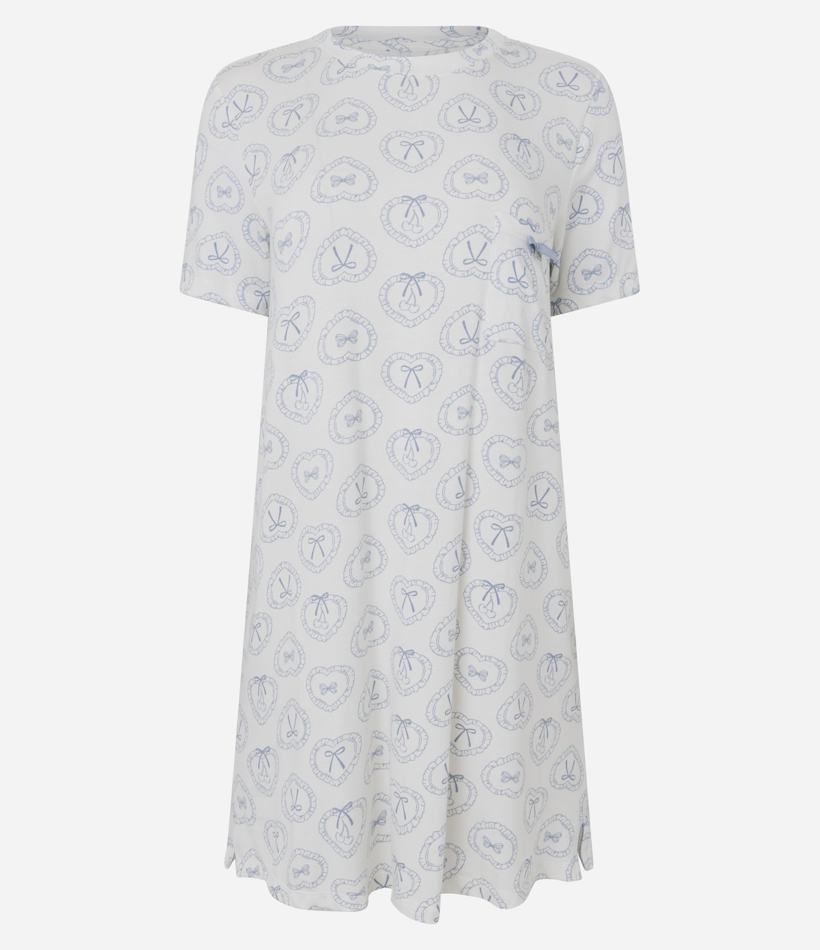 Camisola Regular em Viscolycra com Estampa de Laços Branco/Azul 4