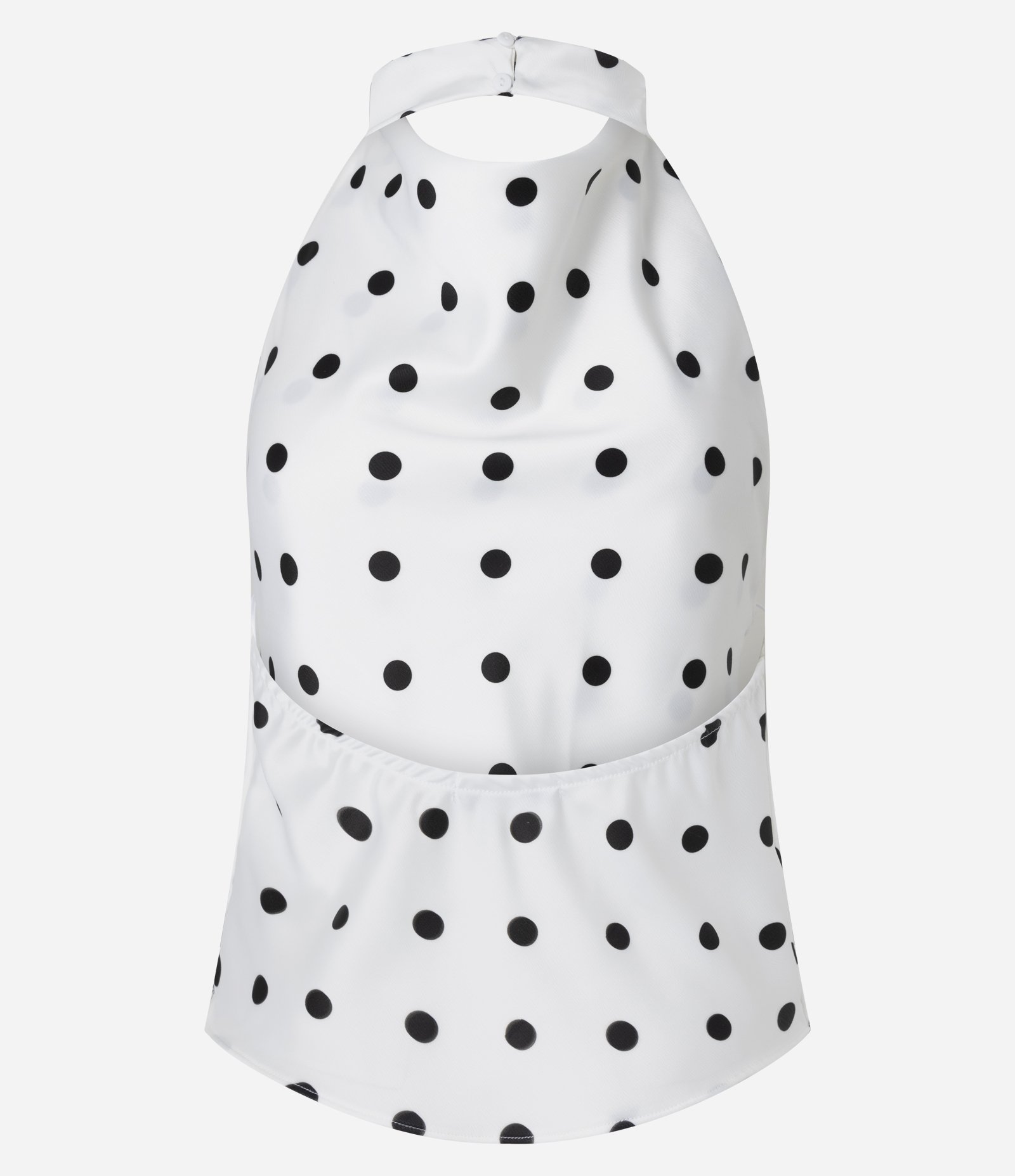 Blusa em Cetim com Gola Alta e Estampas de Bolinhas Branco 2