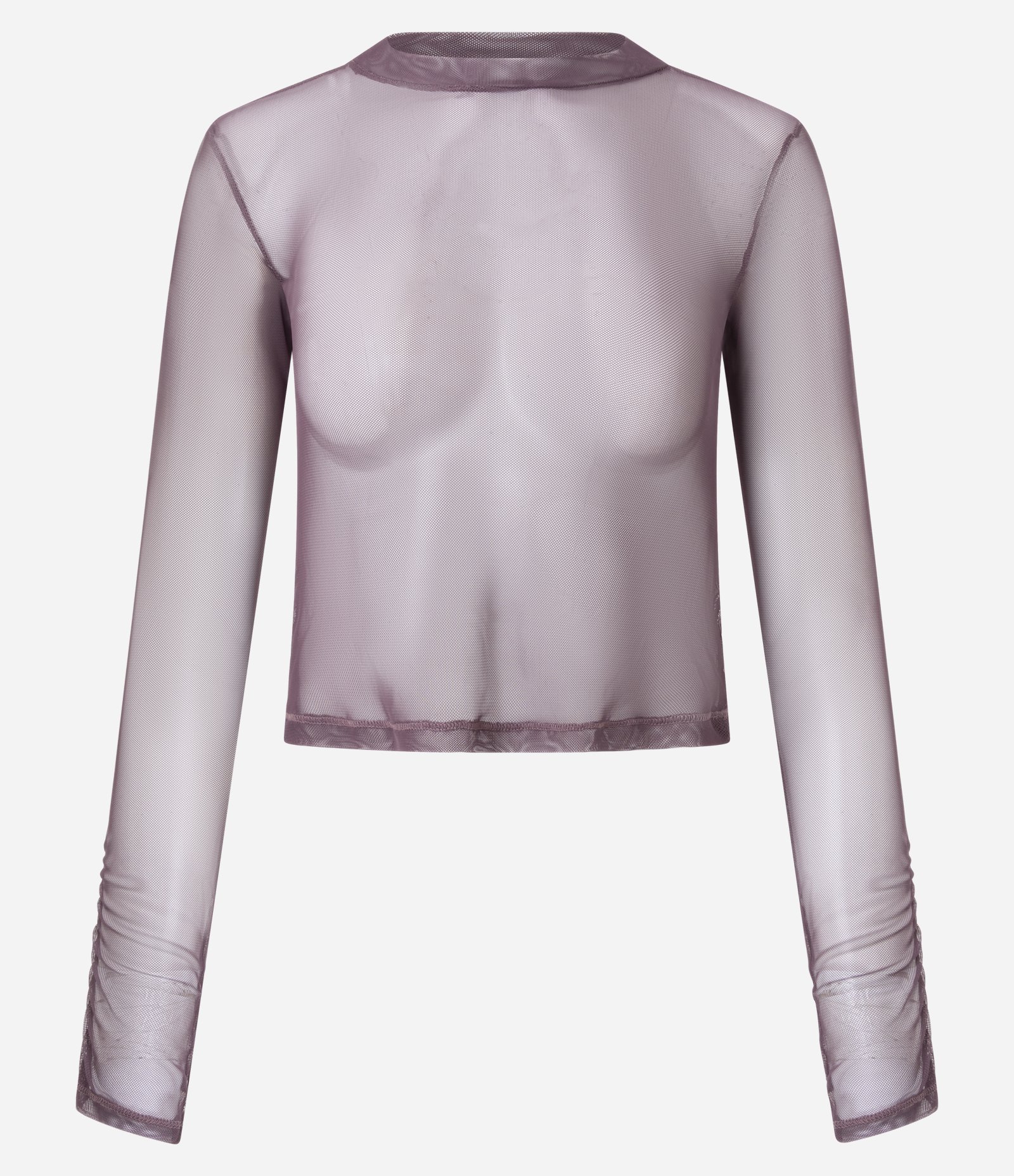 Blusa em Tule com Gola Alta e Franzidos Roxo 5