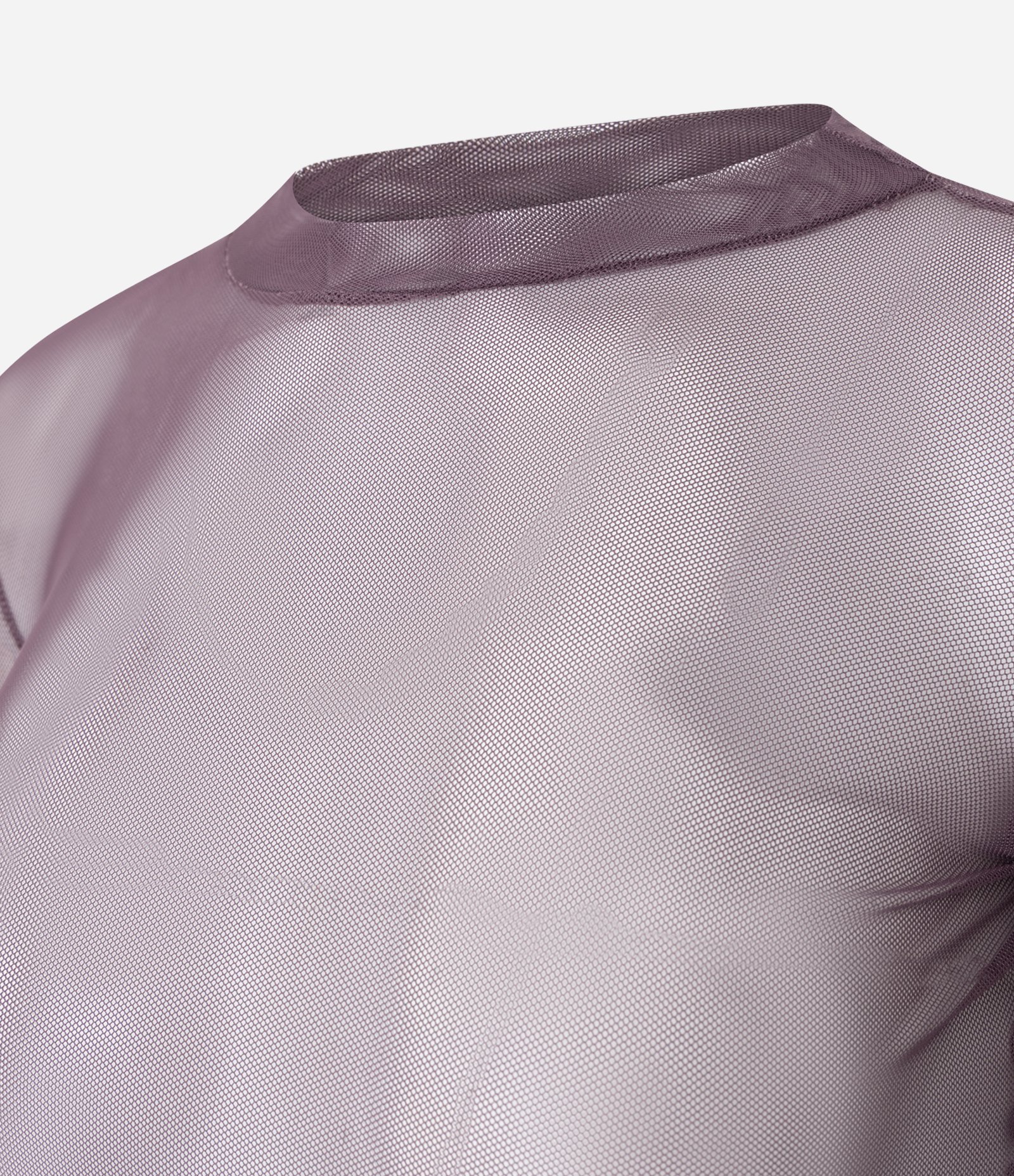 Blusa em Tule com Gola Alta e Franzidos Roxo 6