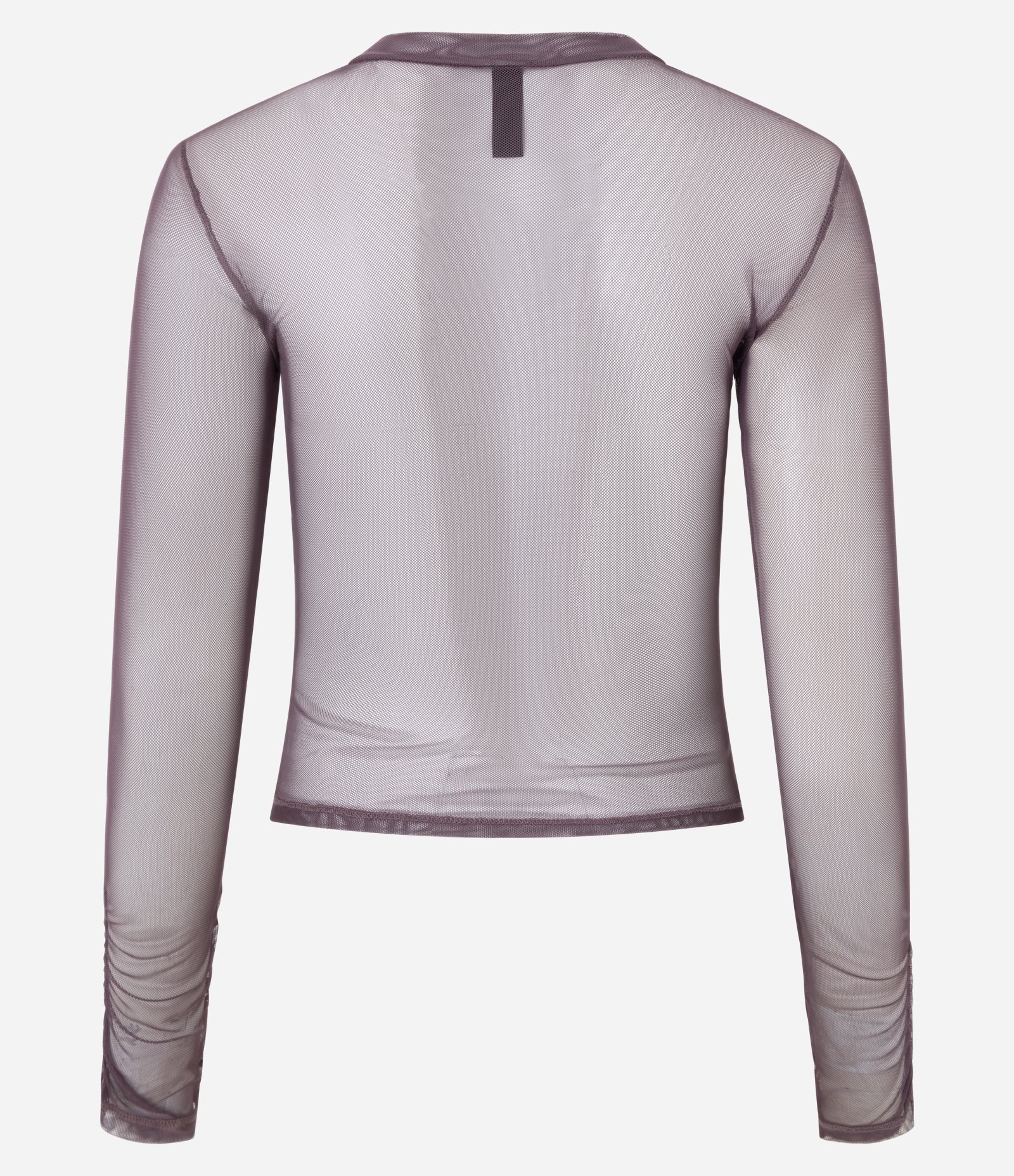 Blusa em Tule com Gola Alta e Franzidos Roxo 7