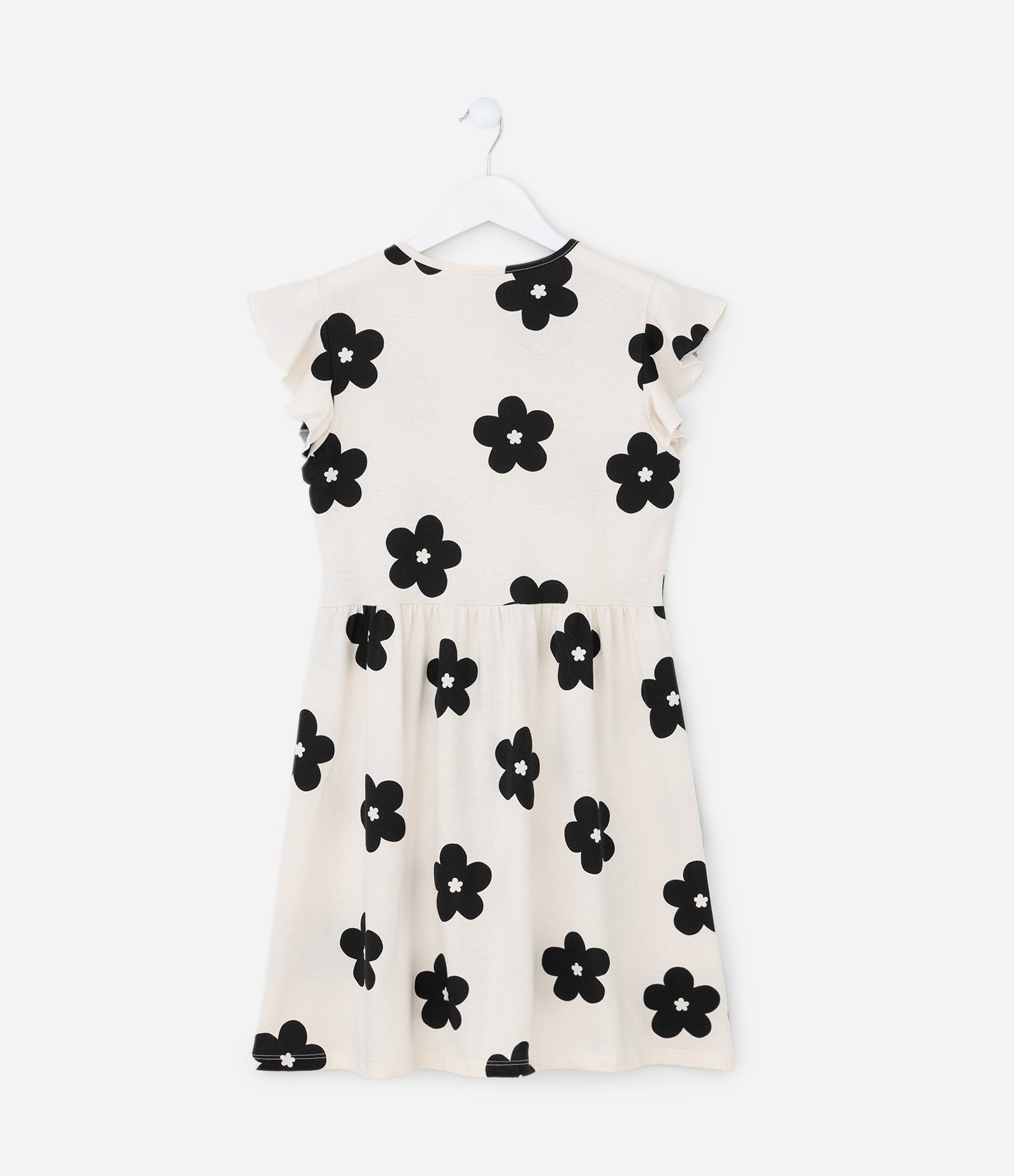 Vestido Infantil com Babado e Estampa Floral – Tam 5 a 14 Anos Off White 3