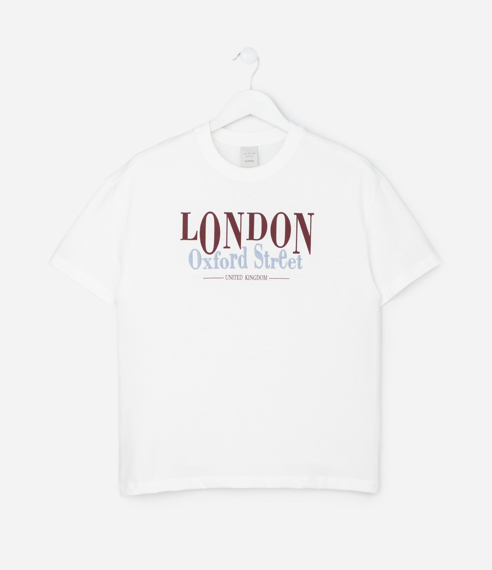 Camiseta Infantil Oversized com Lettering Bordado – Tam 7 a 16 Anos Branco 1