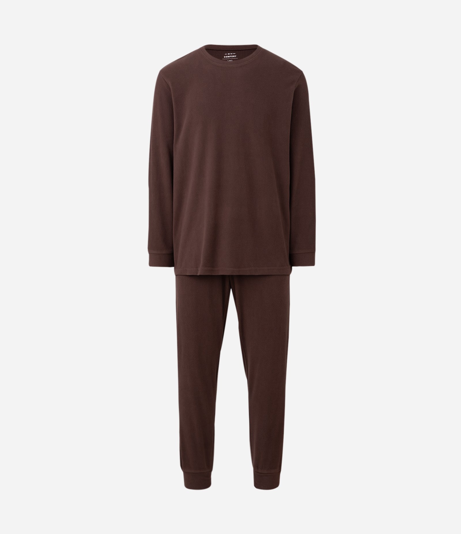 Pijama Longo em Fleece com Textura e Manga Longa Marrom 5