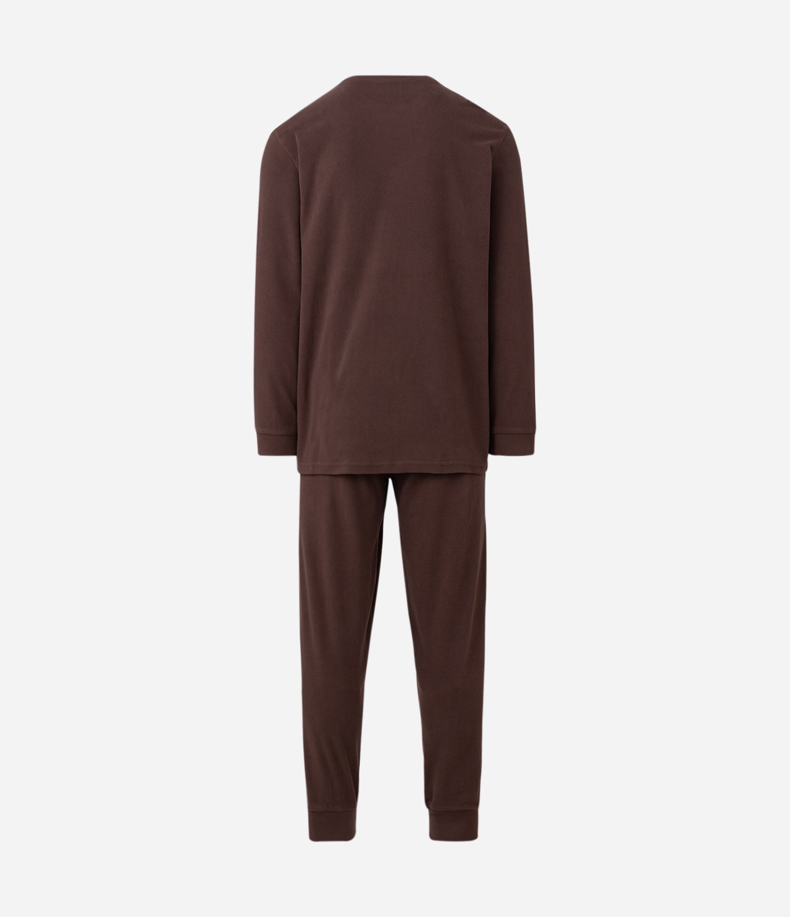 Pijama Longo em Fleece com Textura e Manga Longa Marrom 6