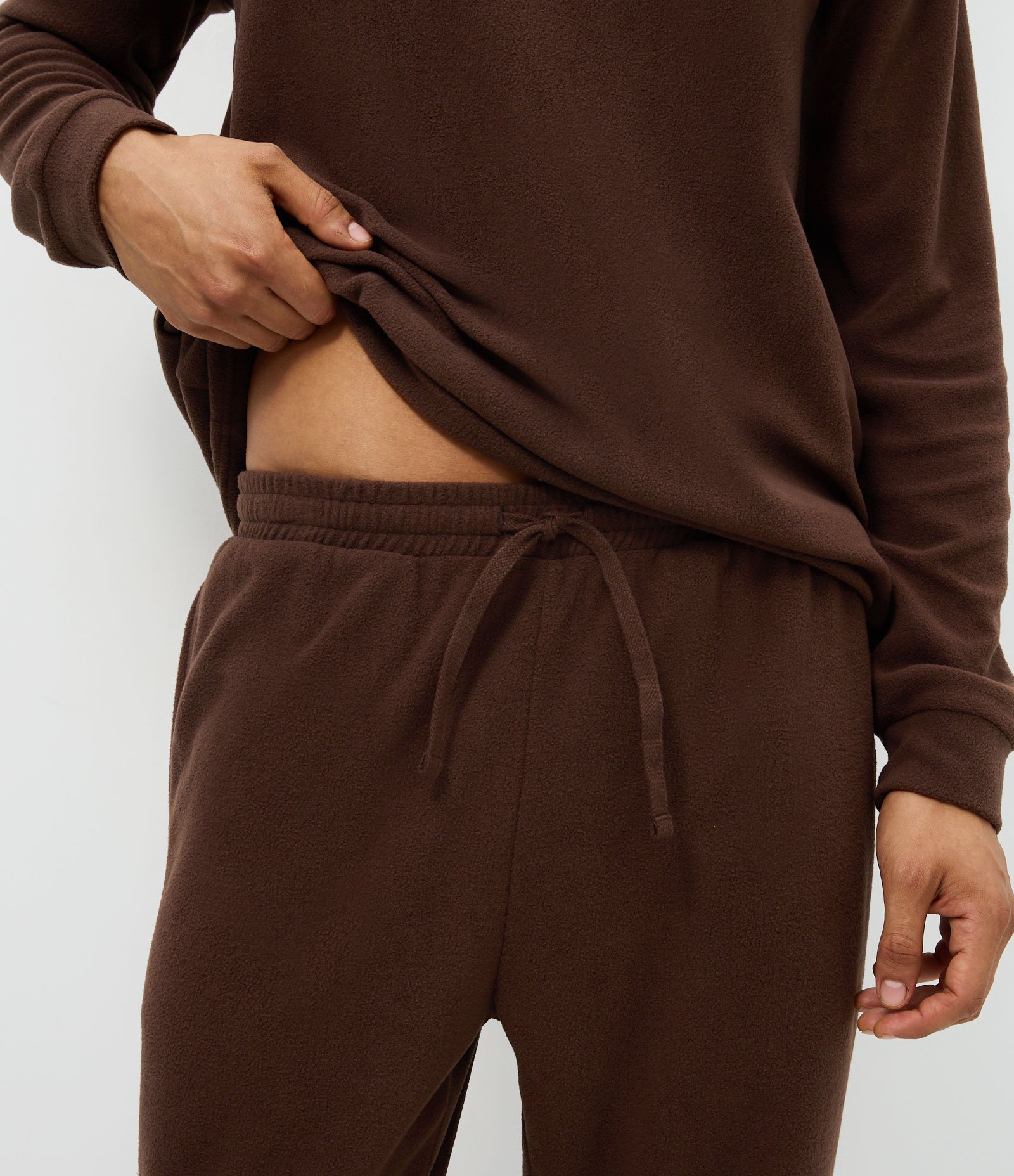 Pijama Longo em Fleece com Textura e Manga Longa Marrom 4