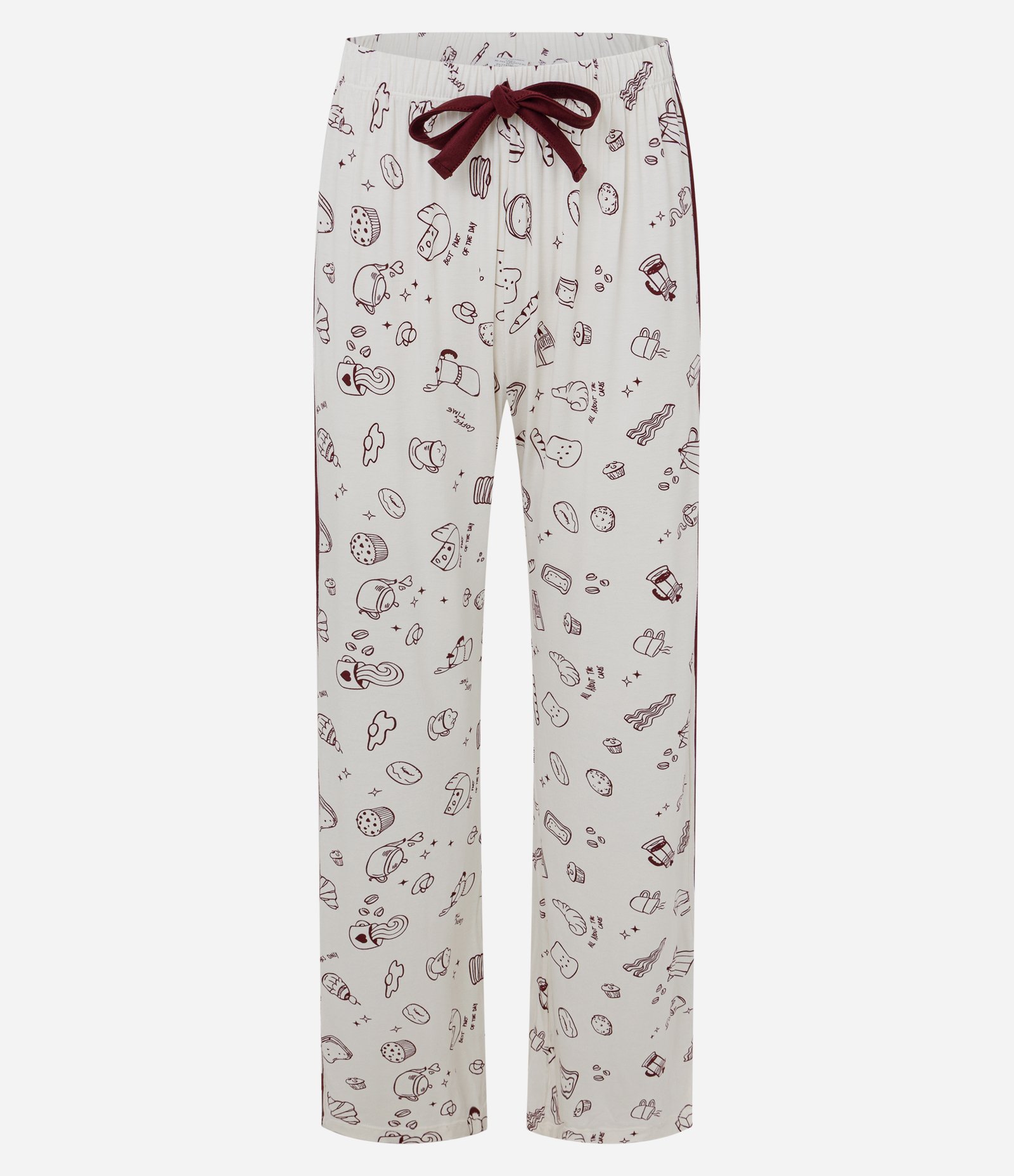 Pijama Americano Longo com Estampa de Mini Ícones Branco/Vinho 3