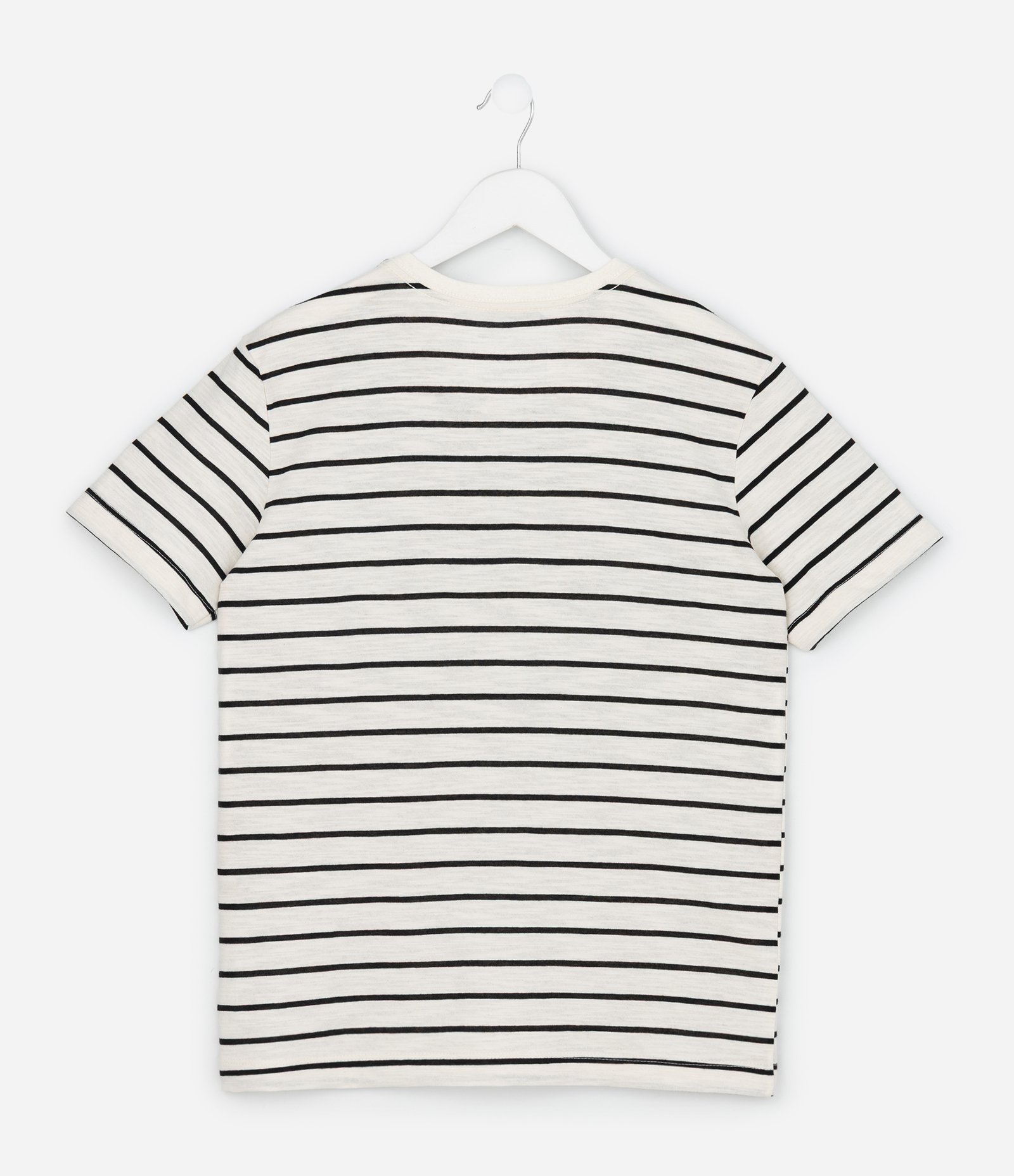 Camiseta Infantil Listrada em Fio Tinto - Tam 5 a 14 Anos Preto/Branco 2