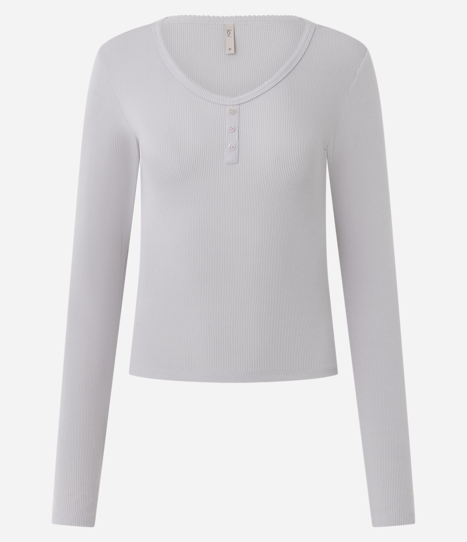 Blusa de Pijama Regular em Ribana com Botões Cinza 1