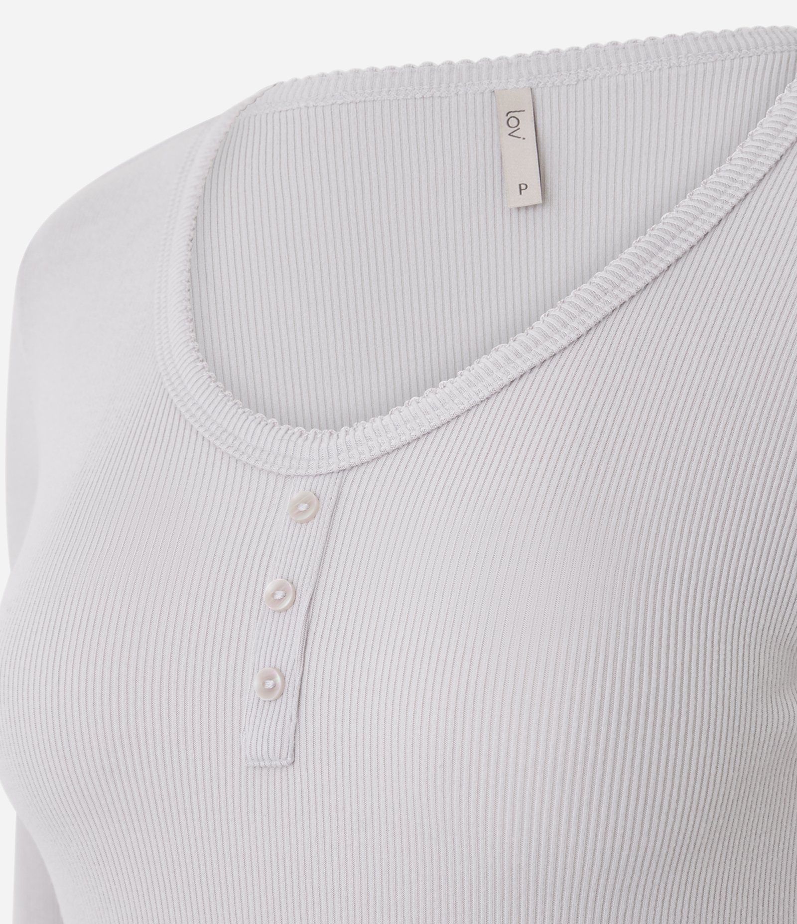 Blusa de Pijama Regular em Ribana com Botões Cinza 2