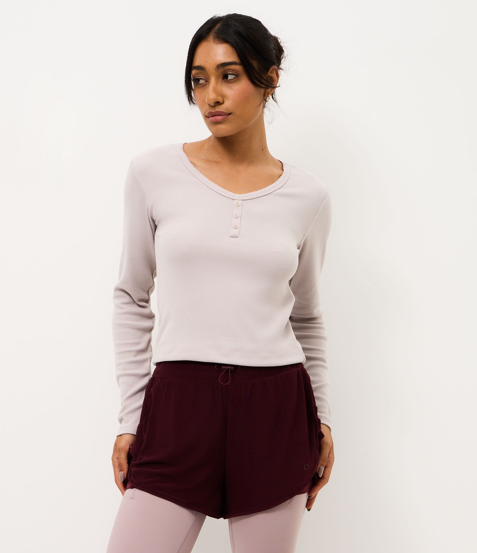 Blusa de Pijama Regular em Ribana com Botões Cinza 1