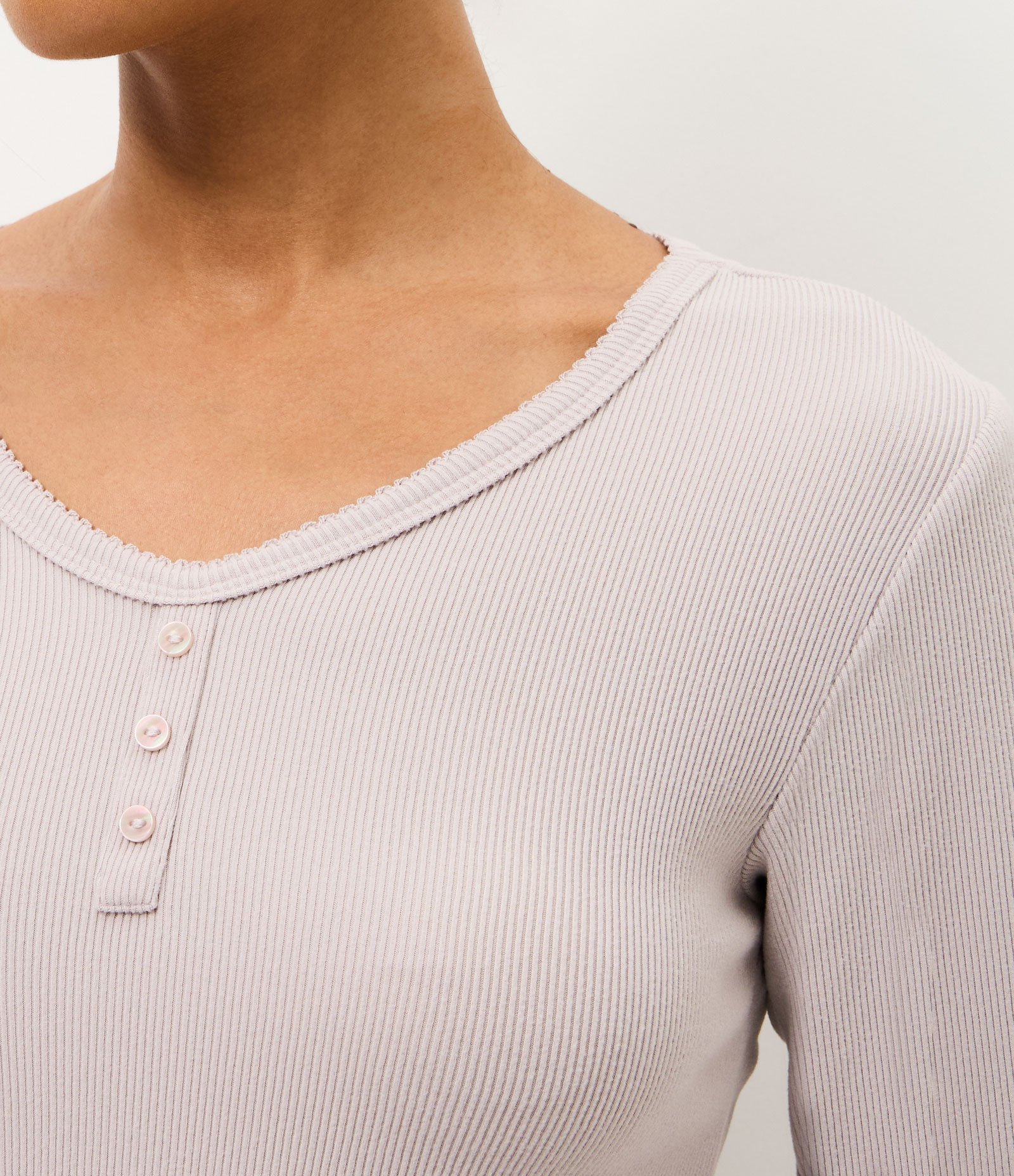 Blusa de Pijama Regular em Ribana com Botões Cinza 3