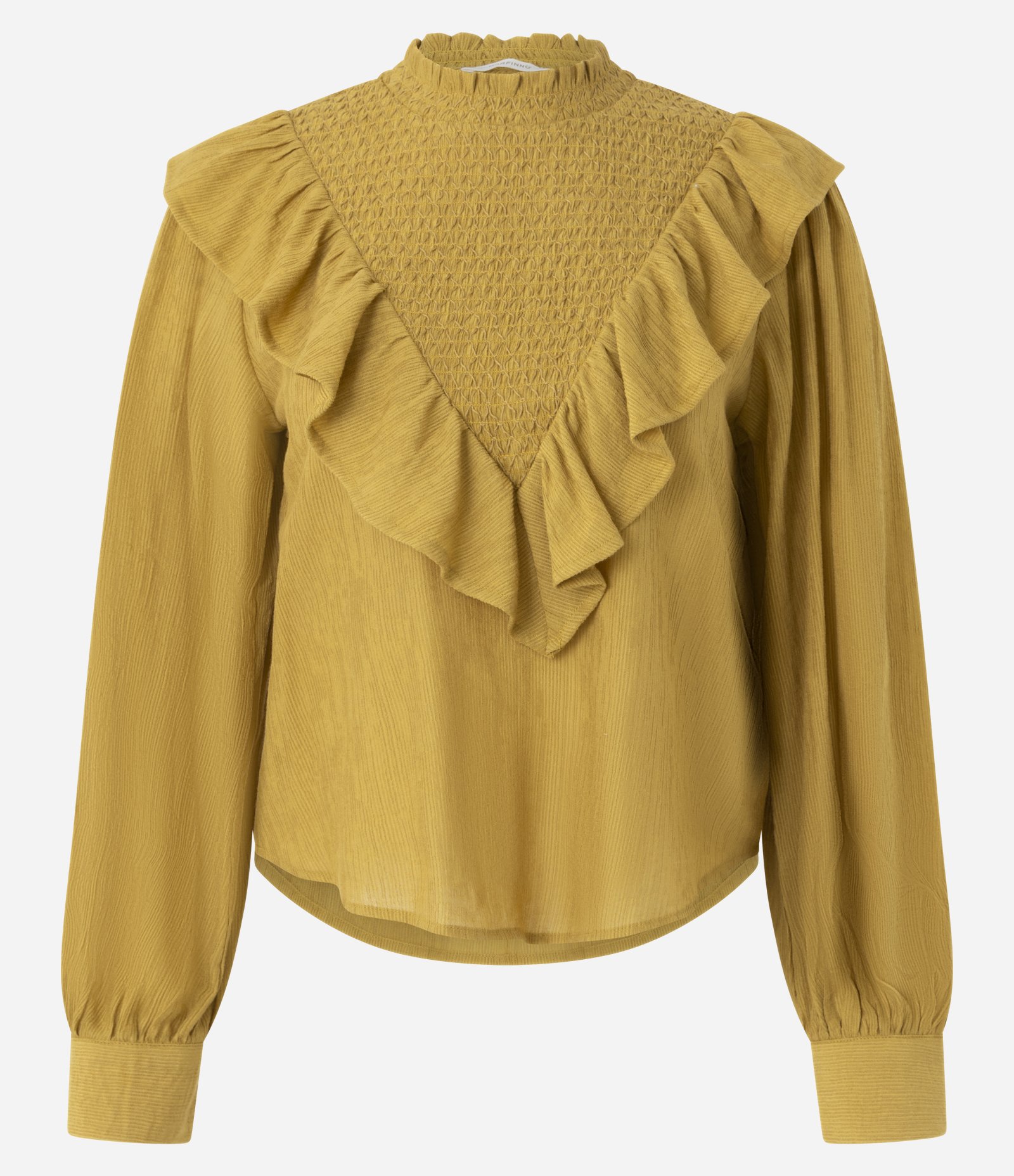 Blusa Feminina Manga Longa Gola Padre com Babados Amarelo 5