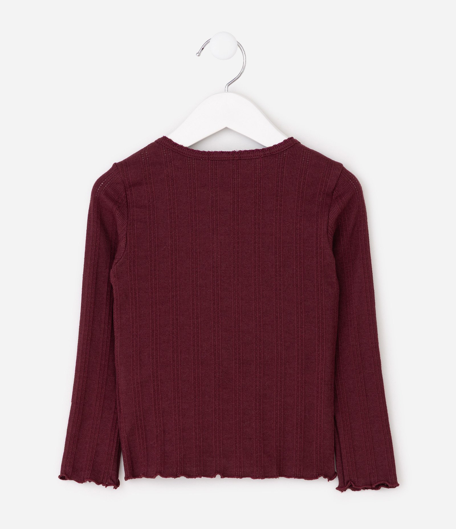 Blusa Infantil Manga Longa Texturizada – Tam 1 a 6 Anos Bordô 4
