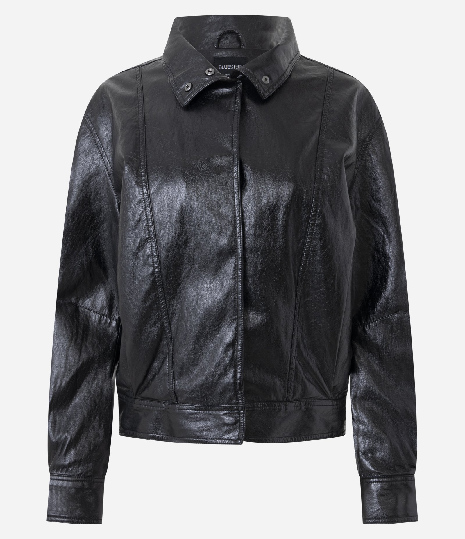 Jaqueta Bomber Pesada em PU com Punhos Ajustados Preto 5