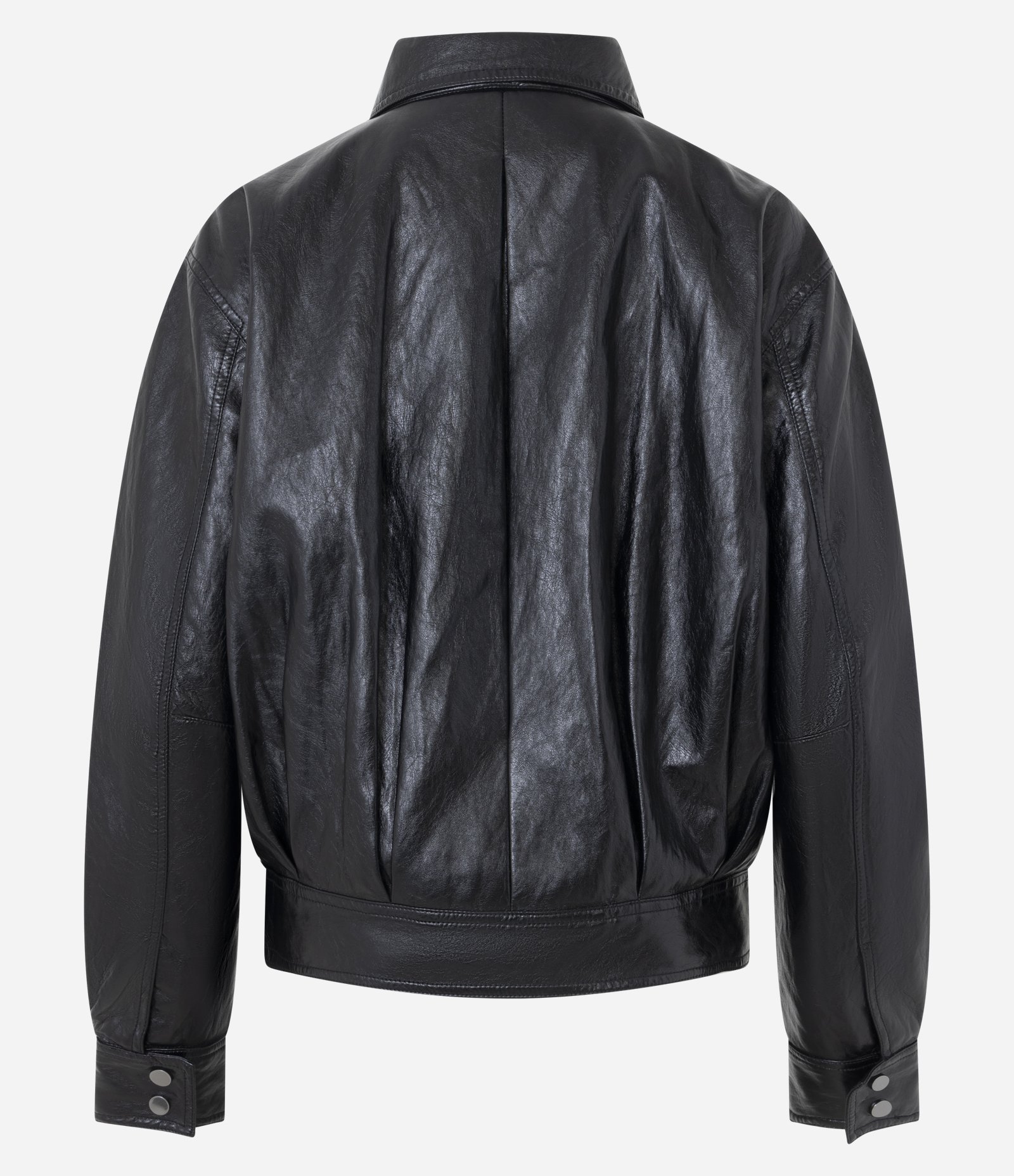 Jaqueta Bomber Pesada em PU com Punhos Ajustados Preto 6