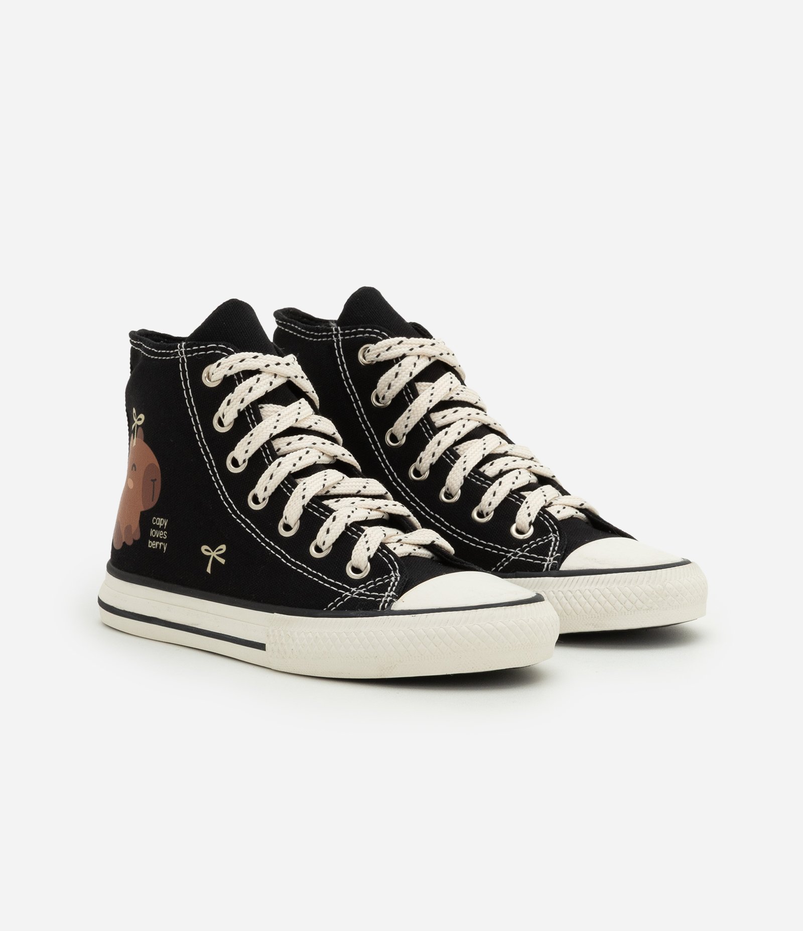 Tênis Infantil Abotinado com Estampa Capivara – Tam 28 a 34 Preto 1