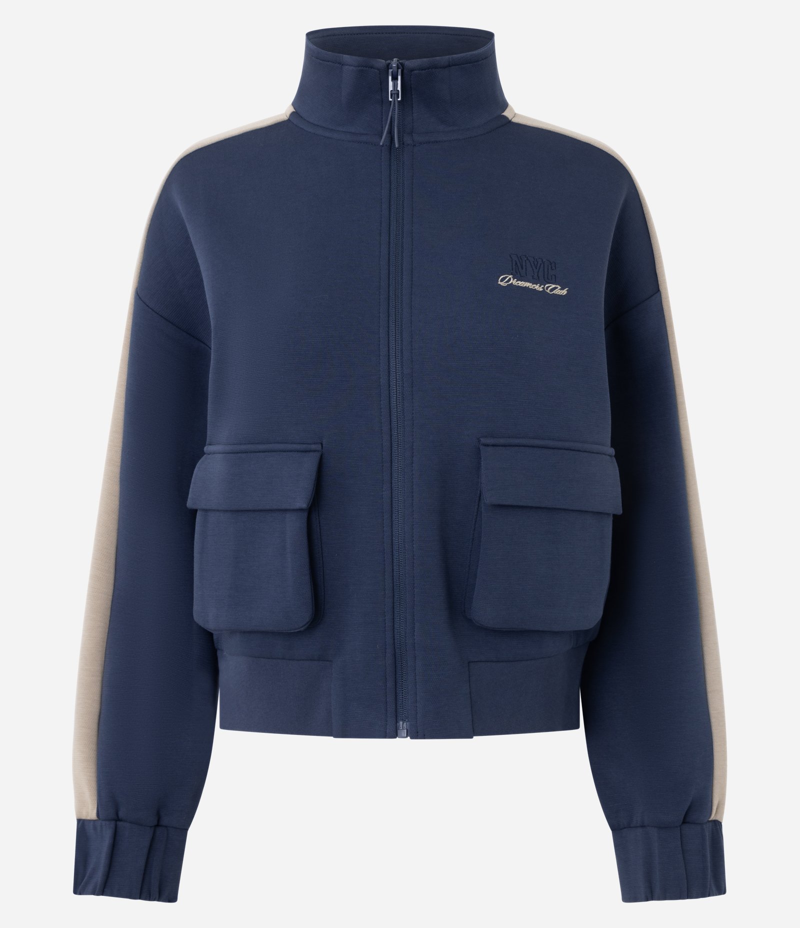 Jaqueta Esportiva com Bolsos Funcional e Recortes Contrastantes Azul 5