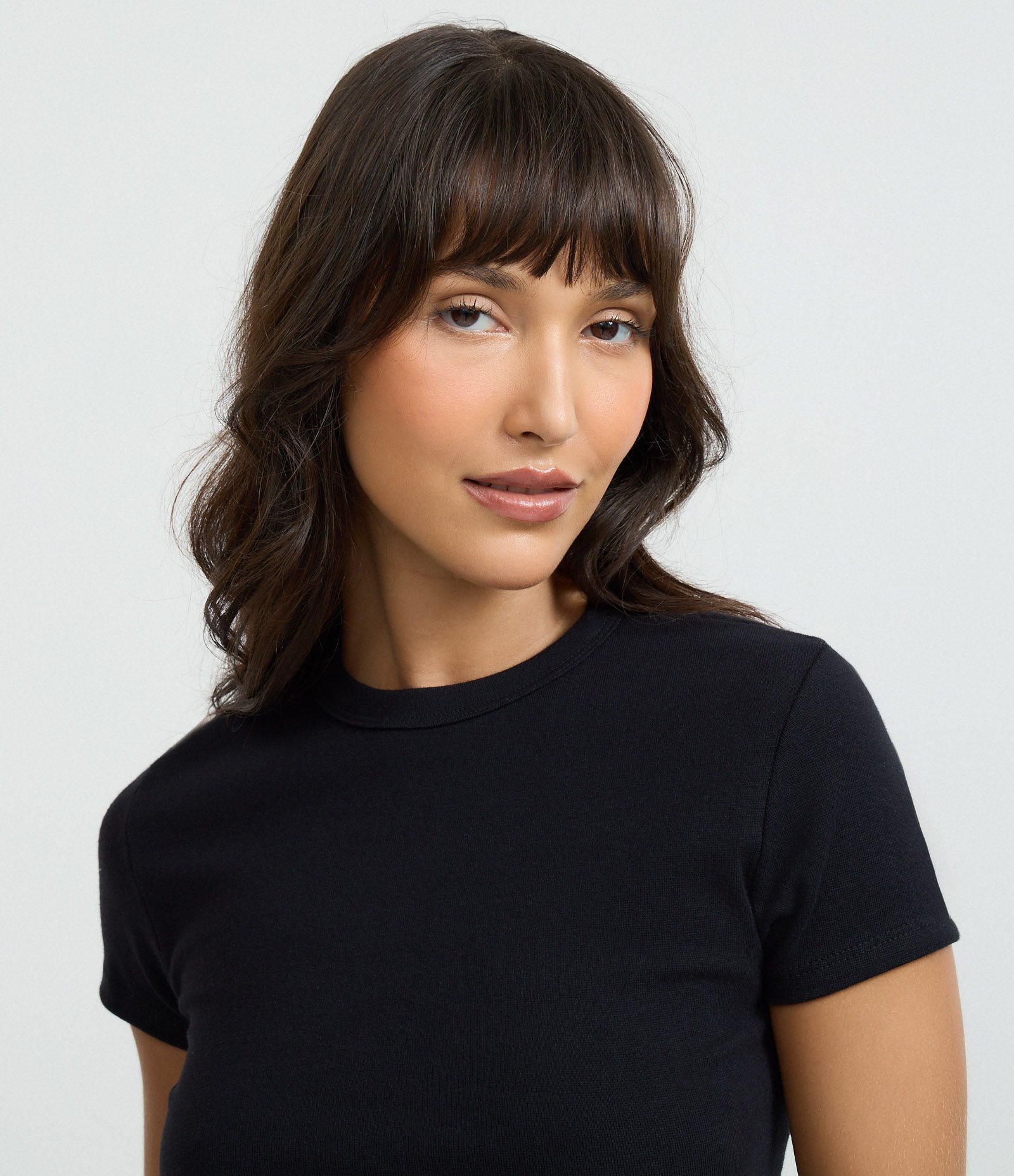 Blusa Alongada Ajustada em Ribana Preto 4