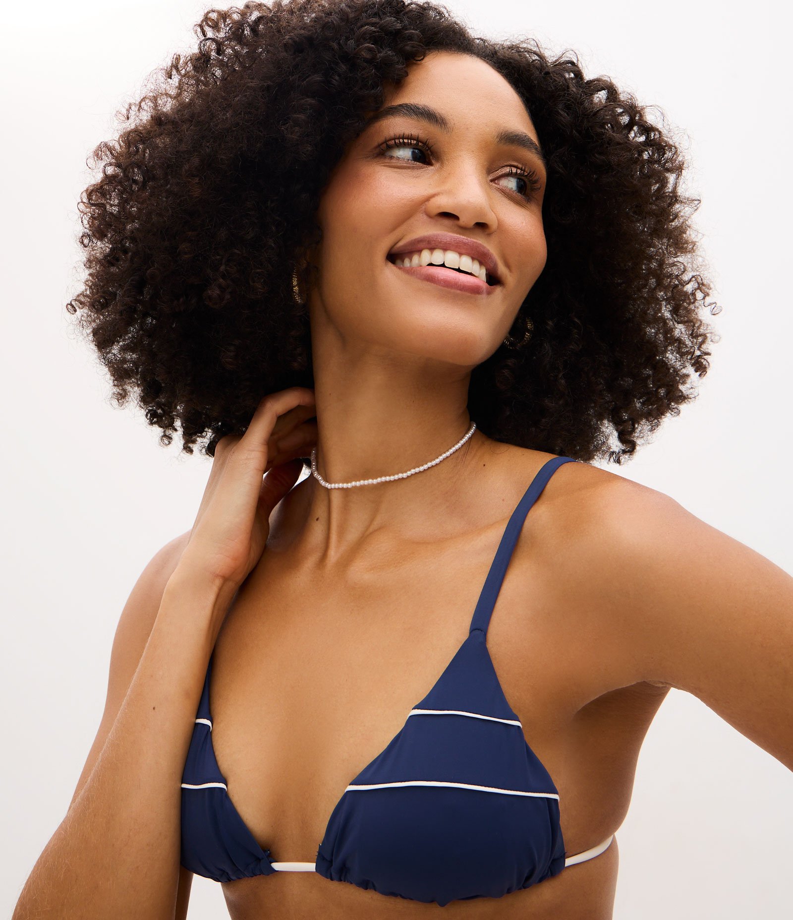 Biquini Top Cortininha em Microfibra com Viés Contrastantes Azul 1