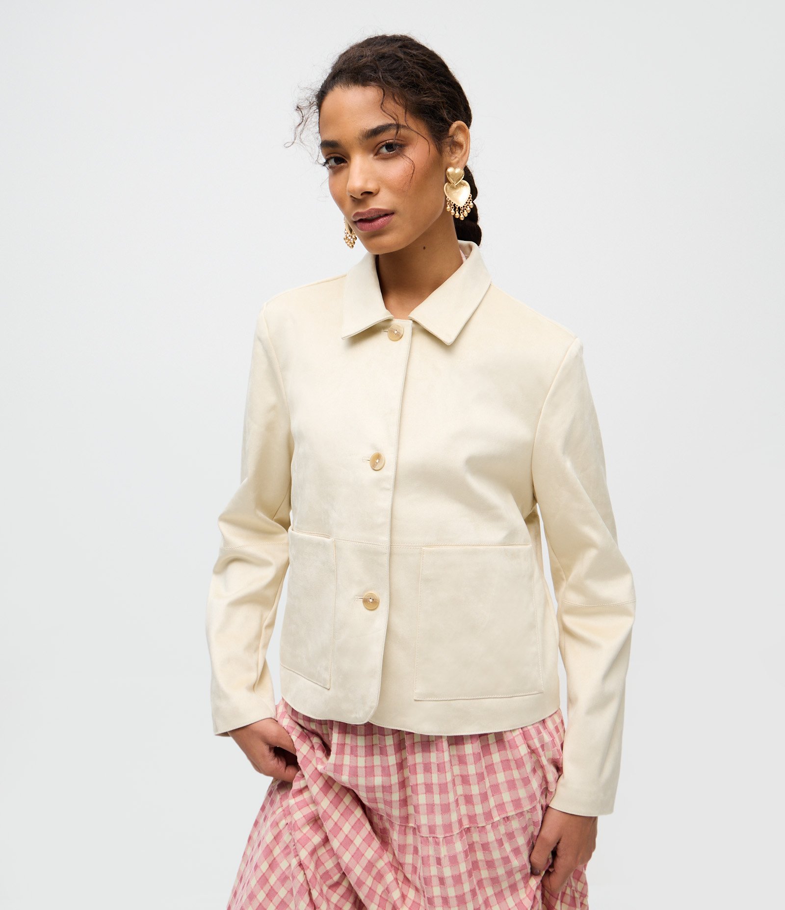 Jaqueta em Suede com Bolsos Frontais Off White 2