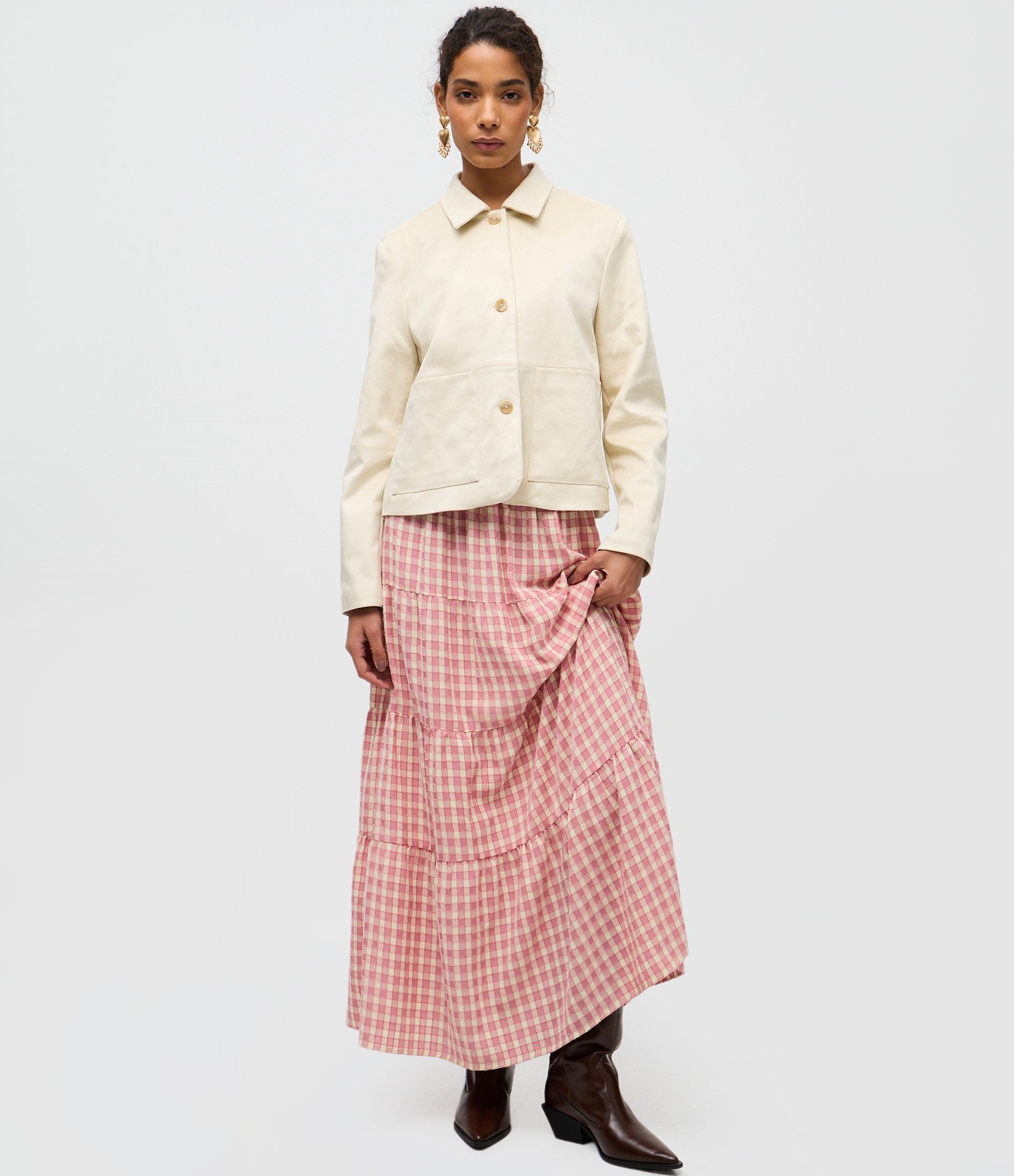 Jaqueta em Suede com Bolsos Frontais Off White 3