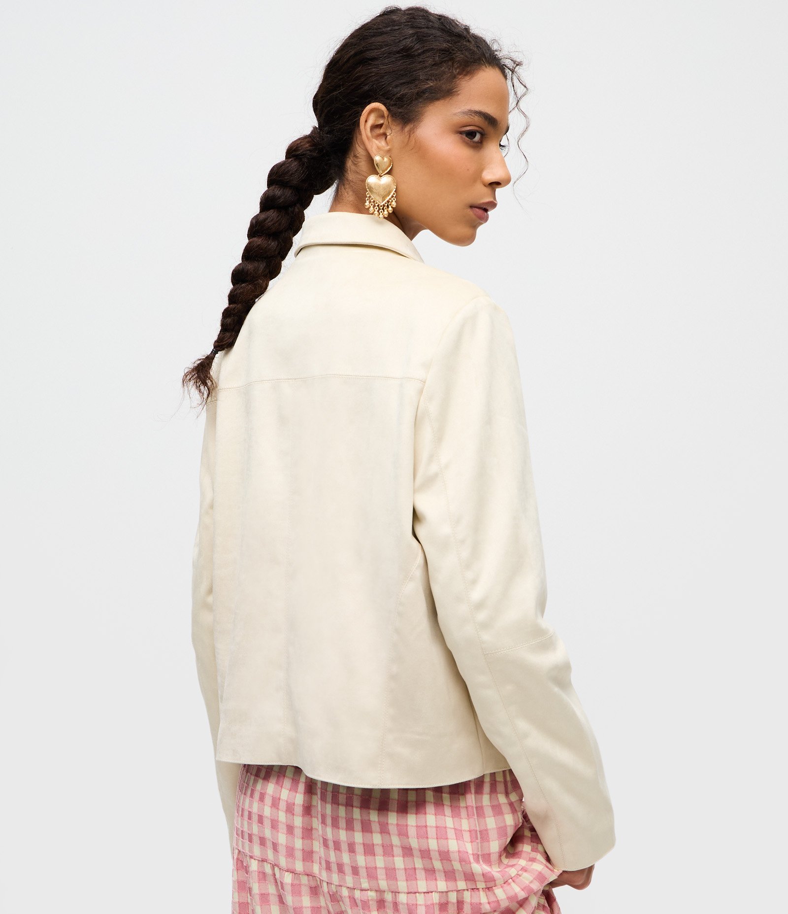 Jaqueta em Suede com Bolsos Frontais Off White 5
