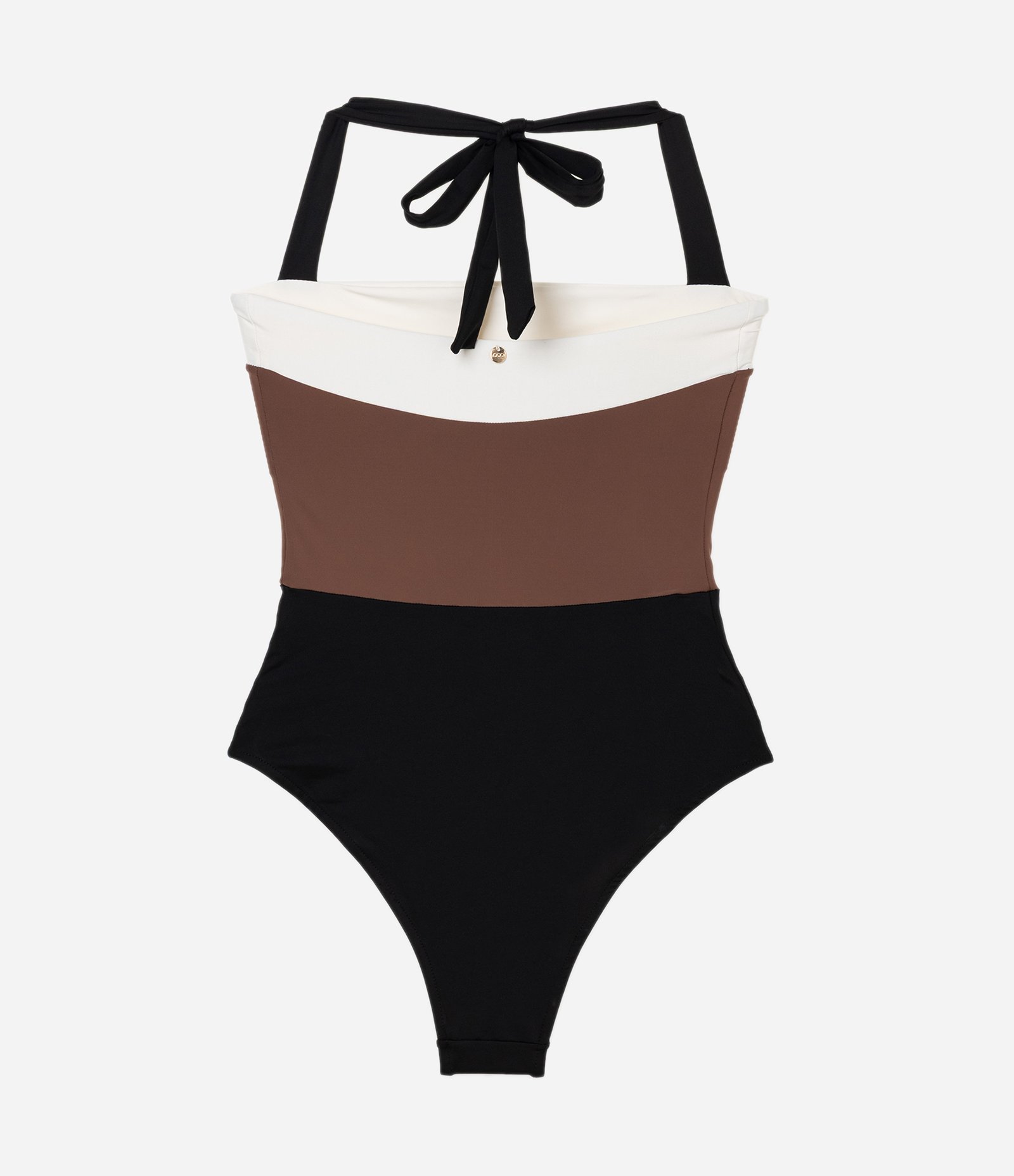 Maio com Amarração no Decote e Estampa Bloco de Cor Preto/Branco/Marrom 6