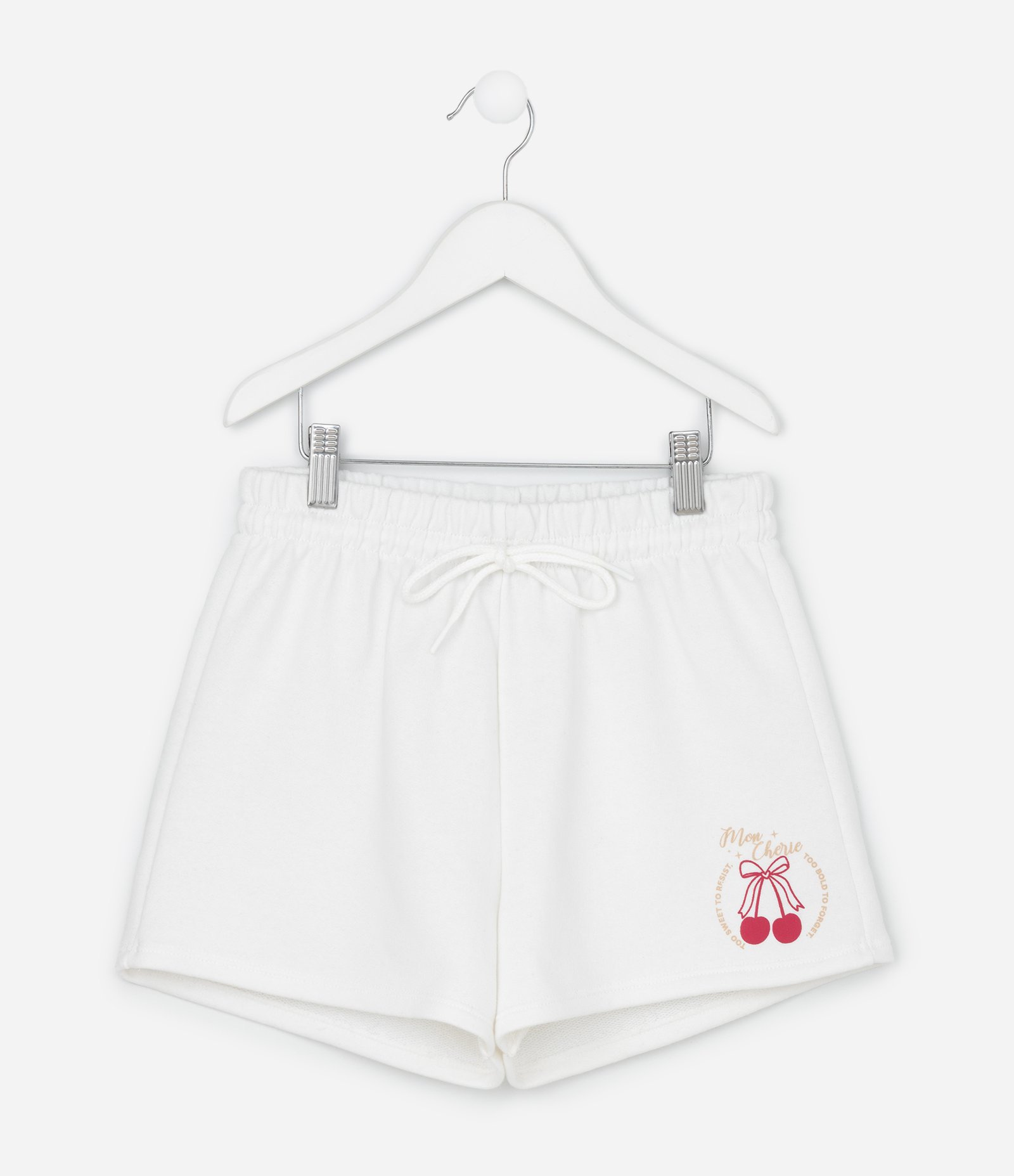 Short Infantil em Moletom com Estampa Cerejinha - Tam 5 a 14 Anos Branco 1