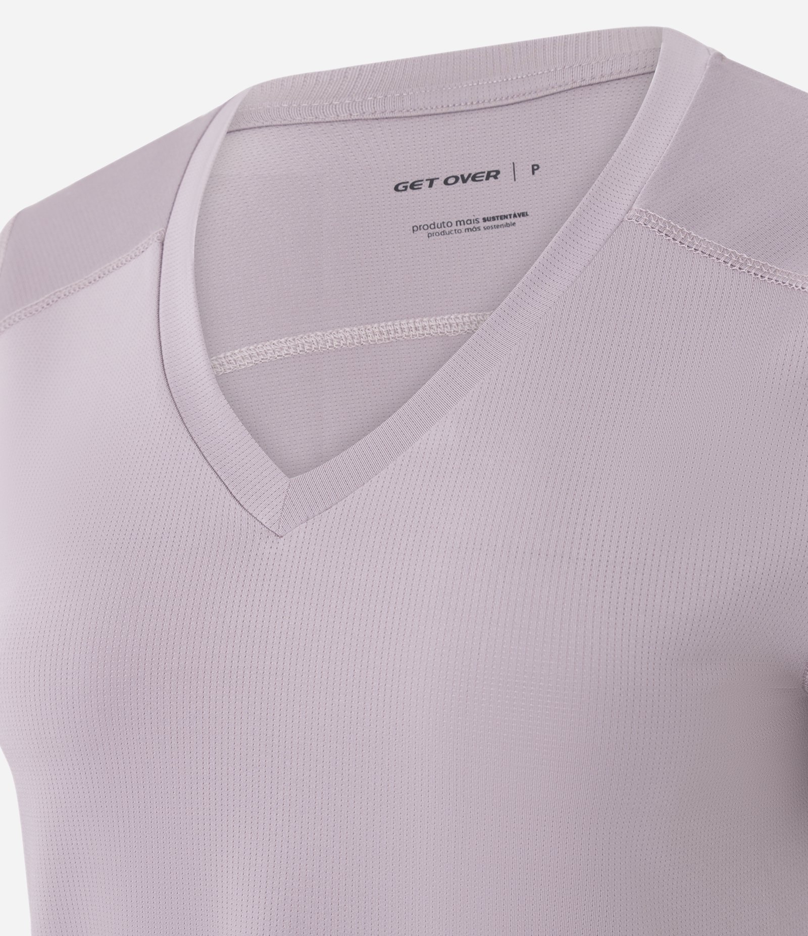 Camiseta Esportiva em Microfibra Furadinha com Barra Mullet Lilás 6