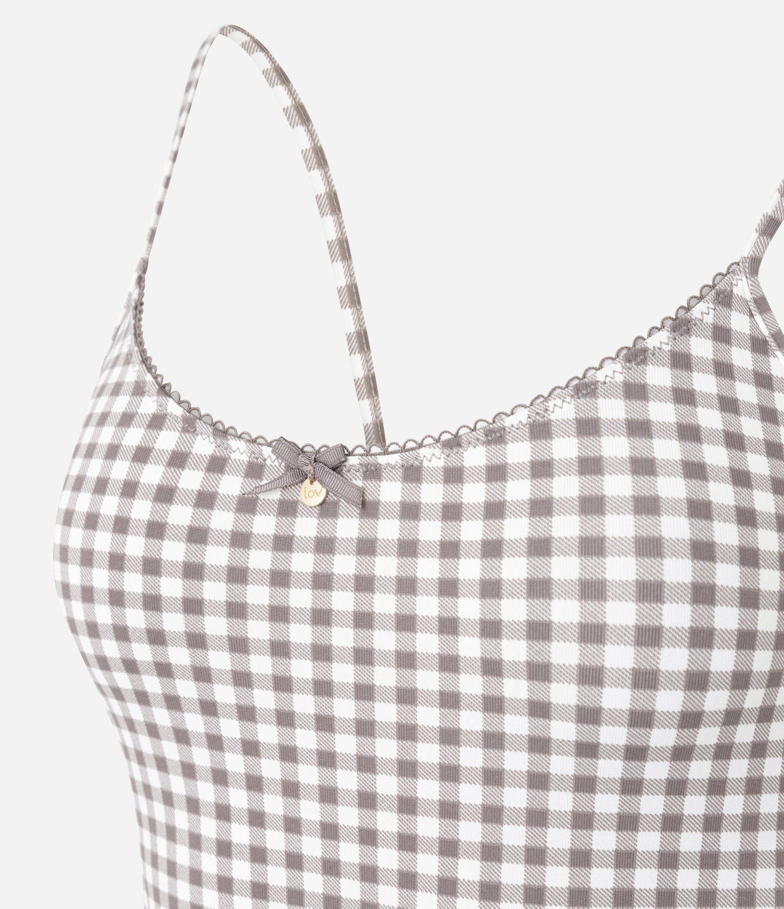 Blusa de Pijama Alcinha em Microfibra com Estampa Xadrez Bege 2