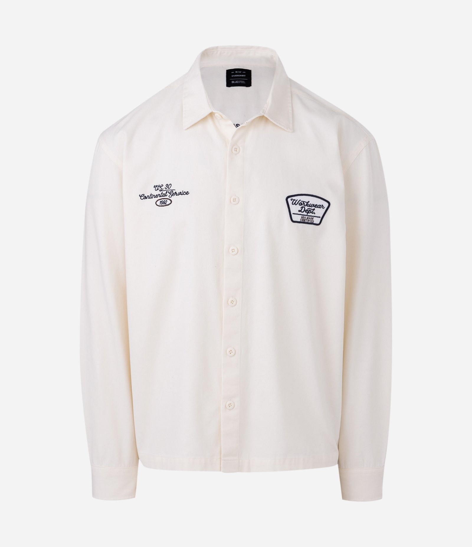 Camisa Overshirt Boxy Manga Longa em Sarja com Bordado Workwear Dept Off White 8