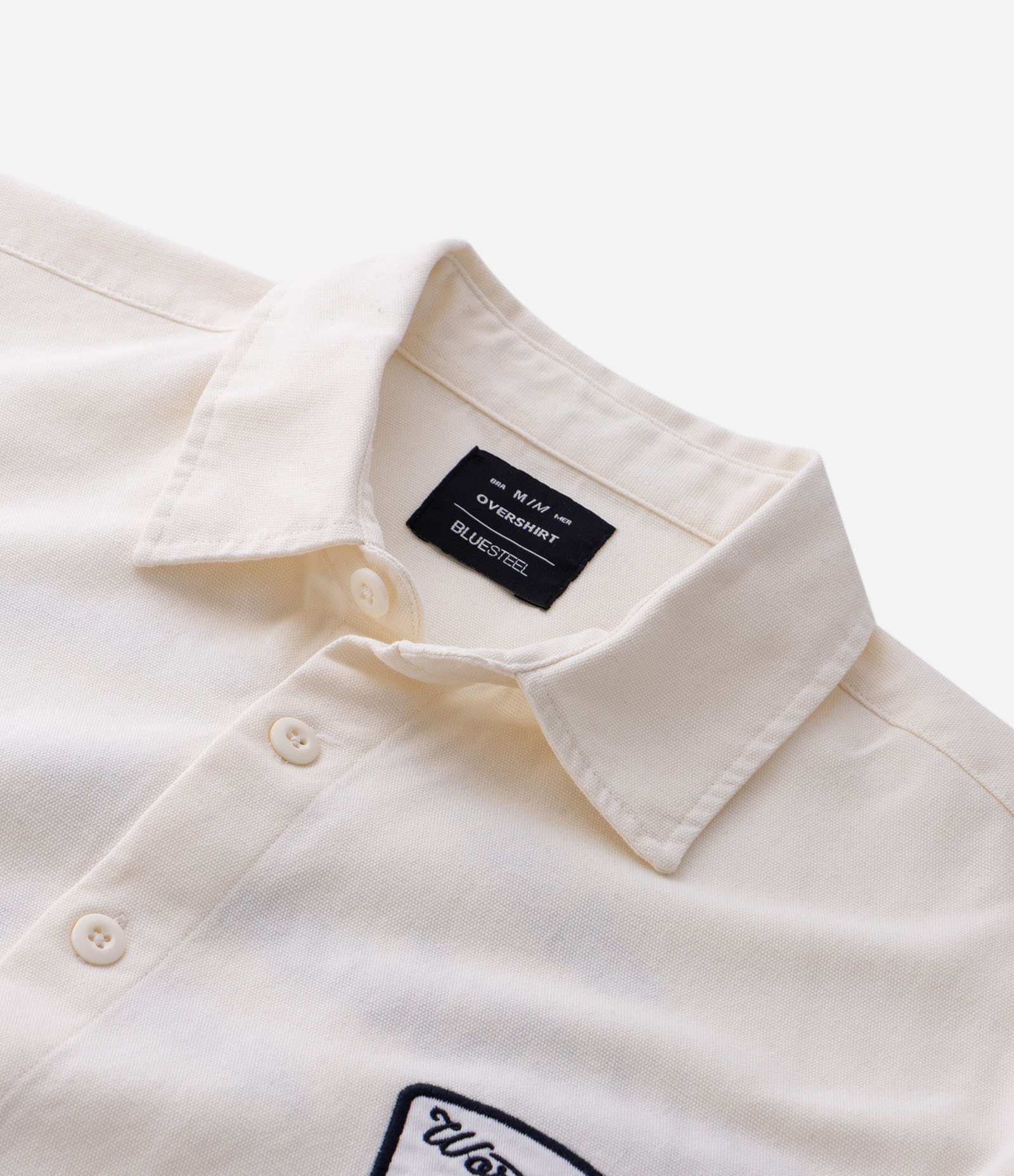 Camisa Overshirt Boxy Manga Longa em Sarja com Bordado Workwear Dept Off White 14